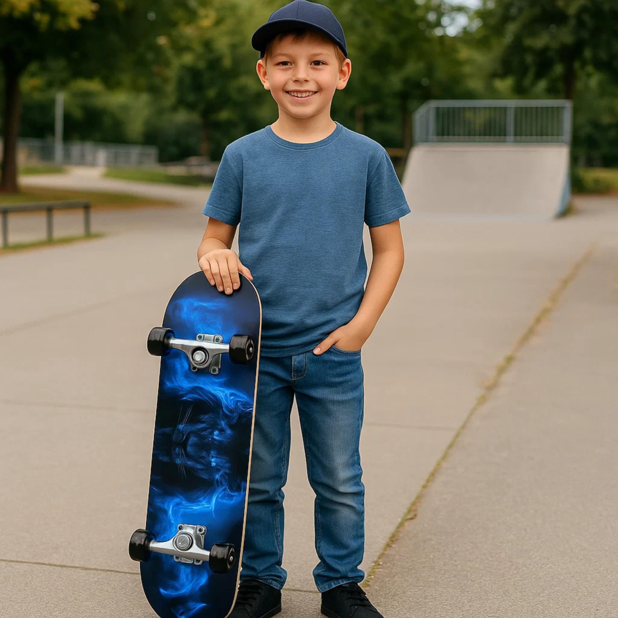 BEST SPORTING Skateboard Lion - Planche en bois robuste et roulements ABEC 5 pour débutants et confirmés - Skateboard Lion