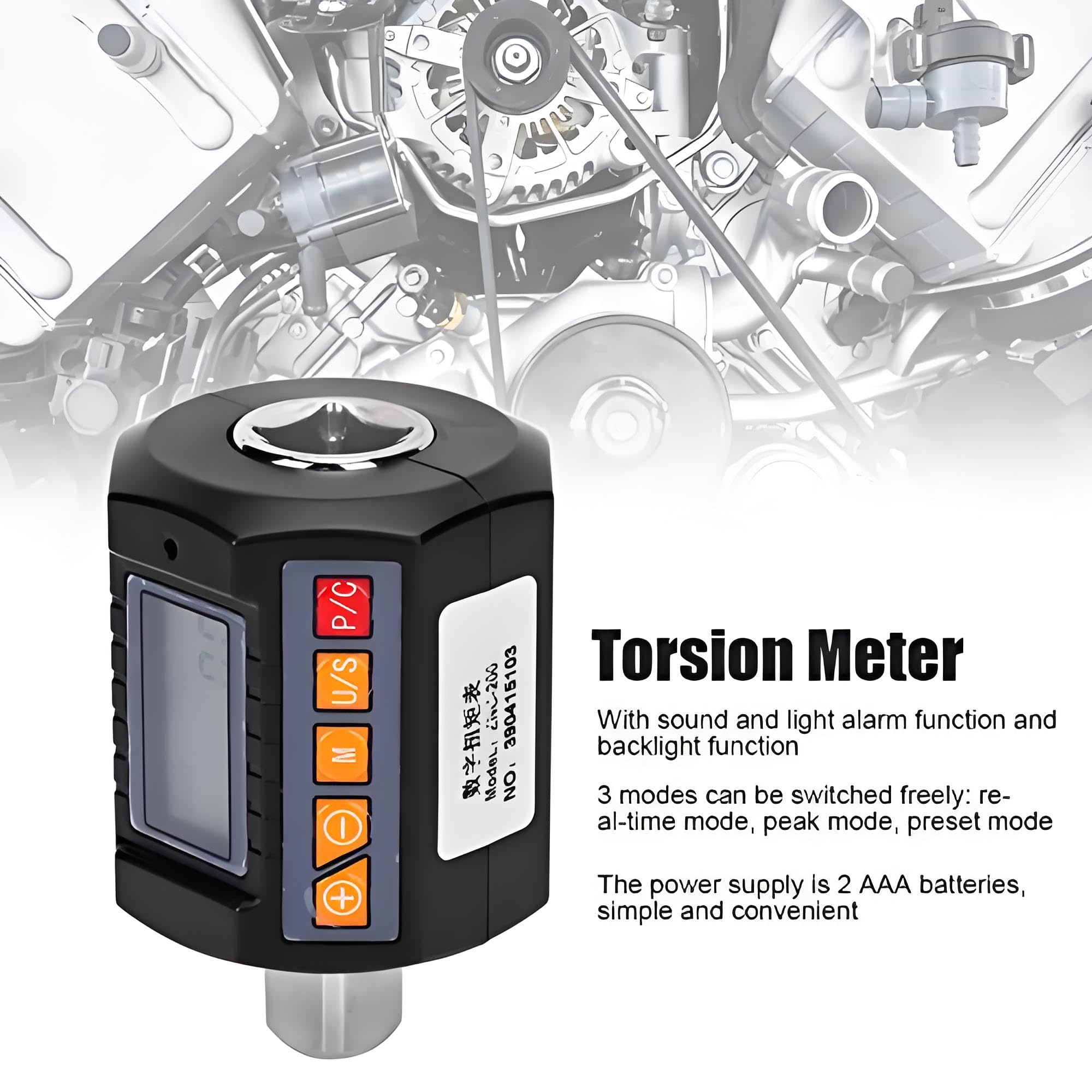 Fafeicy Adattatore Dinamometrico ZNC ‑ 200 Adattatore di Coppia Digitale Elettronico Misuratore di Coppia con Display Digitale Torsiometro Adattatore per Chiave Dinamometrica