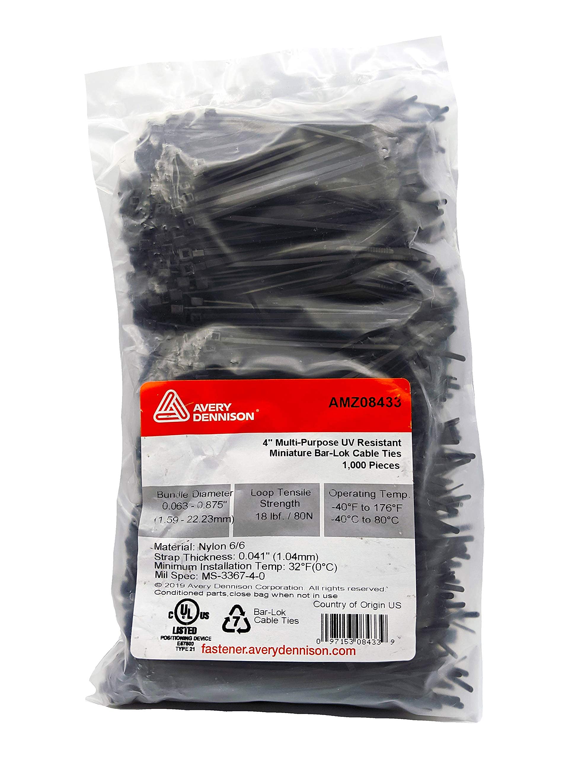 Amazon.com: Bar Lok 4” Zip Ties – 1000 Pieces, Black – Made in