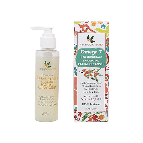 Limpiador facial exfoliante de espino amarillo orgánico, 4 onzas líquidas
