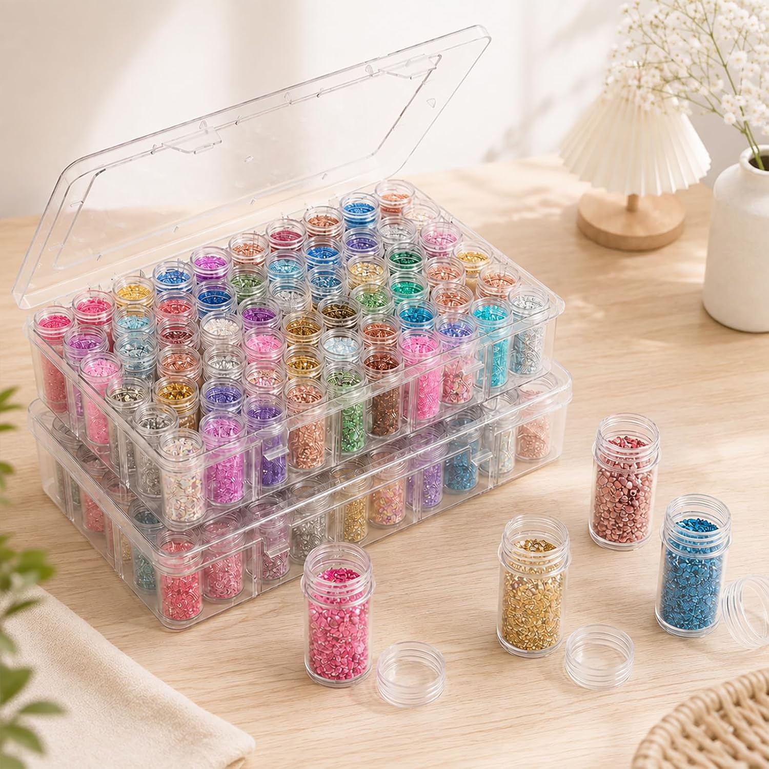 3 Pack 60 Grid Bead Storage Organizer Container Box for Jewelry Craft
