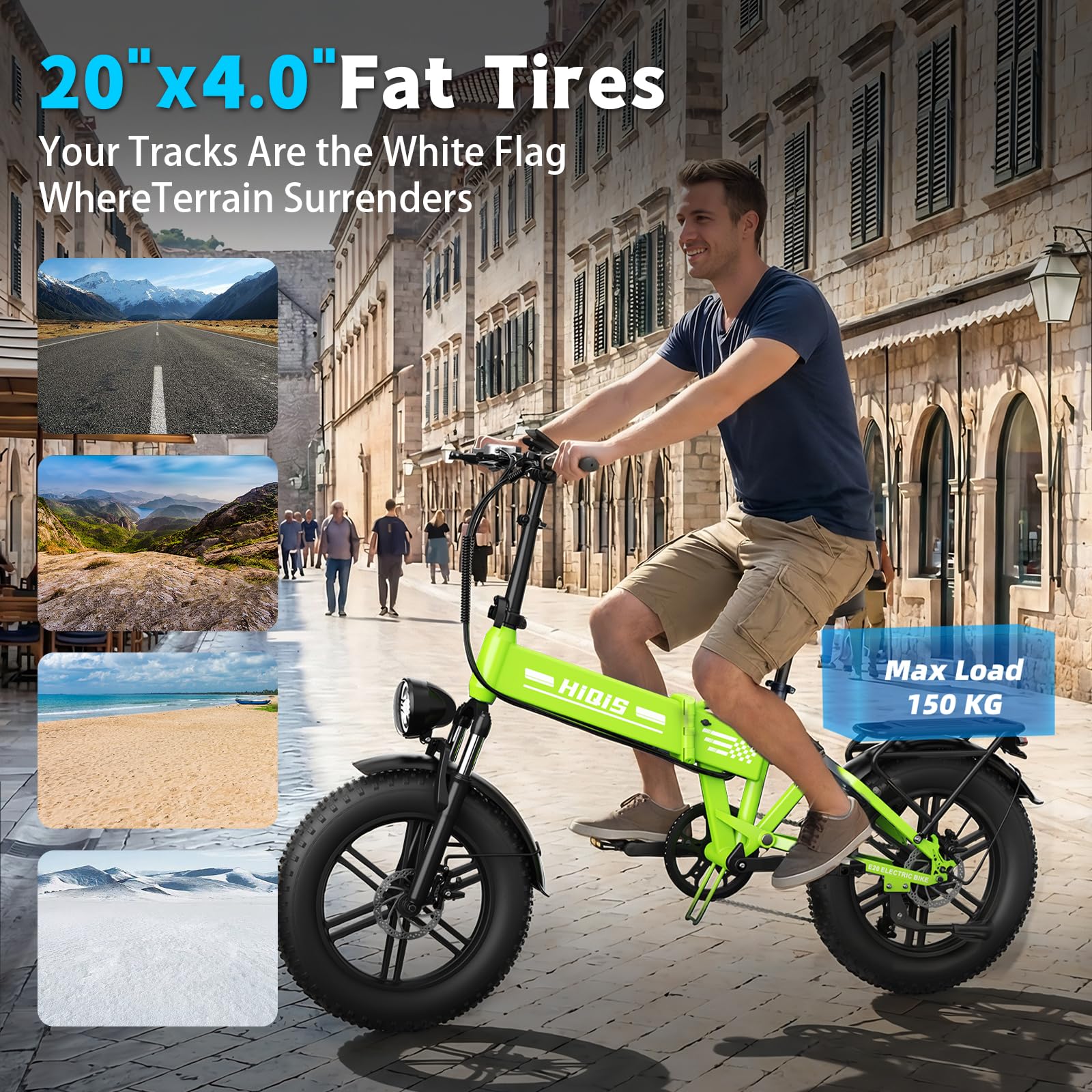 Vélo Electrique pour Adultes, 20 * 4.0 Pouces Pneus Gras, Batterie Amovible 48V 15AH/17.5AH, Moteur 250W, Jusqu'à 25KM/H, Ebike jusqu'à 50 à 90 KM, Vélo électrique 7 Vitesses, Double Suspension