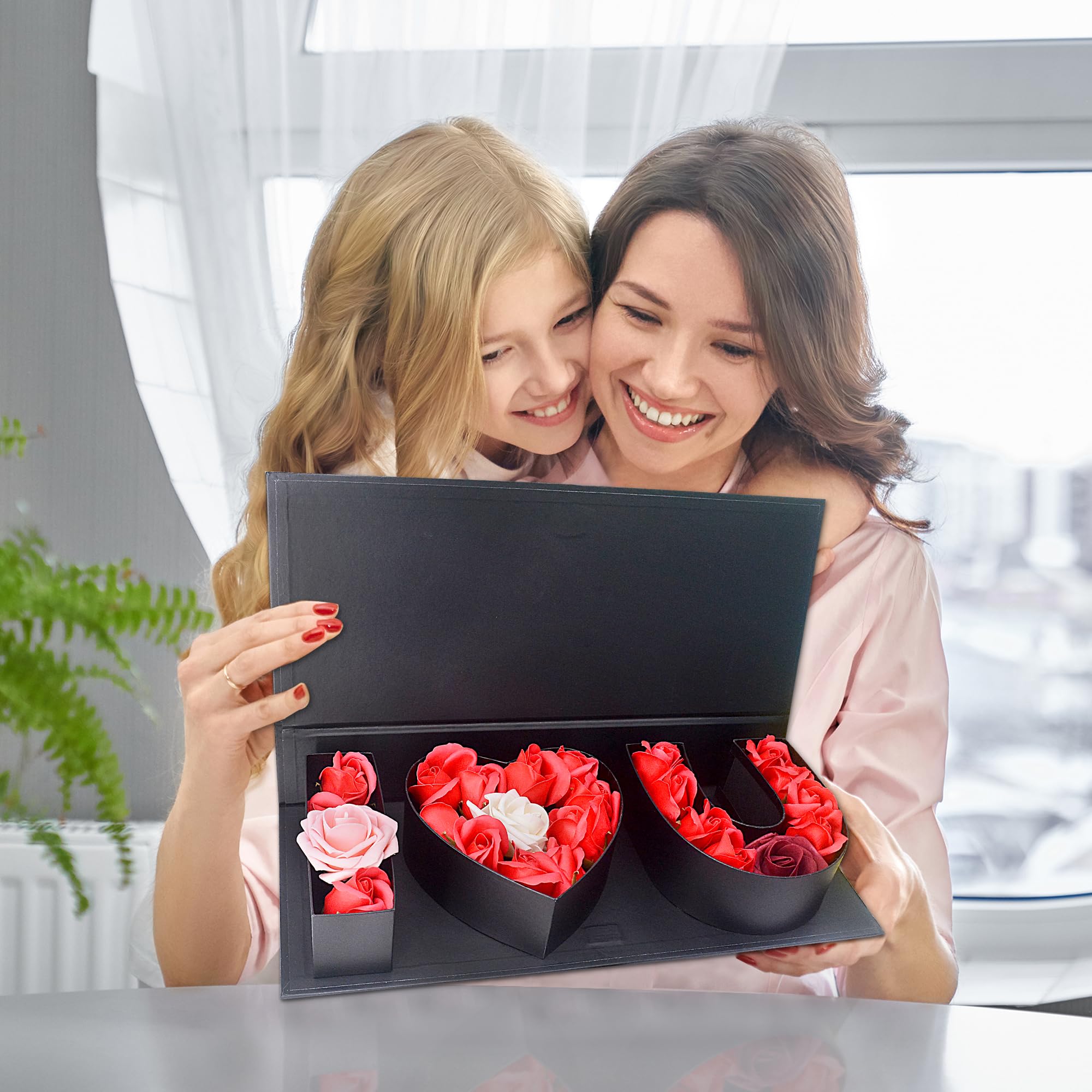 Scatola regalo con fiori di San Valentino: "i Heart U" grandi scatole per fiori con nastro per Natale, festa di nozze, bomboniere d'amore per la mamma, regalo per addio al nubilato, confezione di