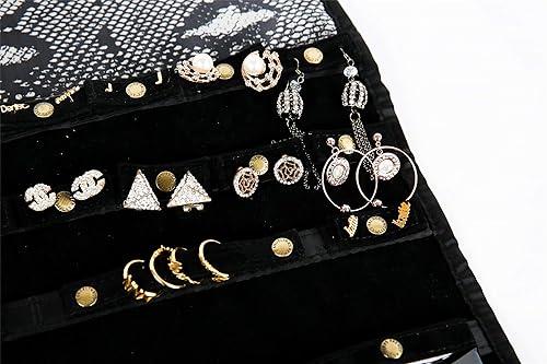 Miniatura 5 de Angelina's Palace Annecy Jewelry - Organizador de doble cara para colgar en el armario, rollo de almacenamiento de joyas, 24 barras de anillos de