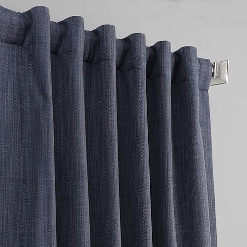 Miniatura 4 de HPD Half Price Drapes FLCH-BO19025-84, Cortinas opacas de lino sintético italiano para sala de estar y dormitorio, 50 x 84 pulgadas, con aislamiento