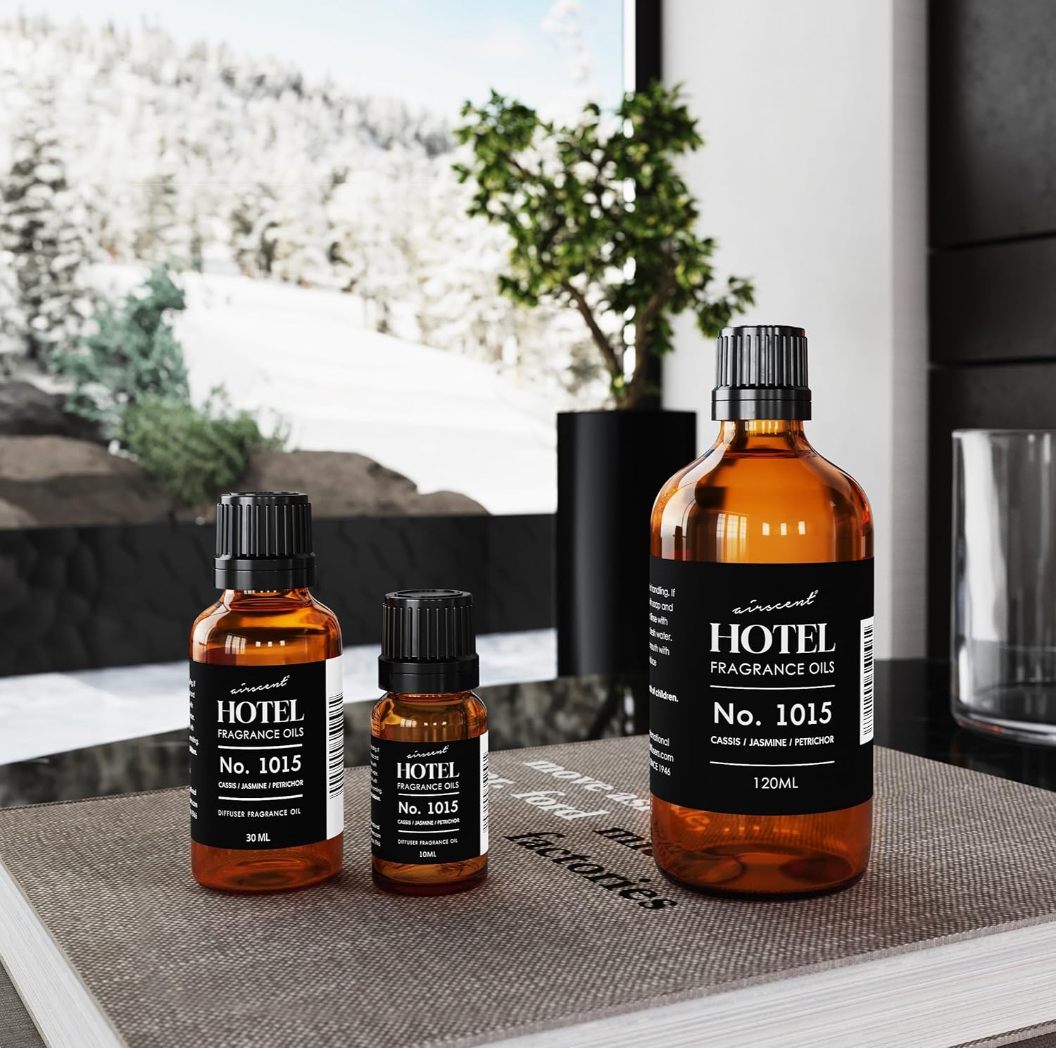 AirScent Hotel Diffuser Oil No. 1015 - Cassis Jasmine Petrichor - Premium Fragrance Oil for Ultrasonic and Waterless Diffusers and Crafting - 120 mL, 4 fl oz Glass Dropper Bottle