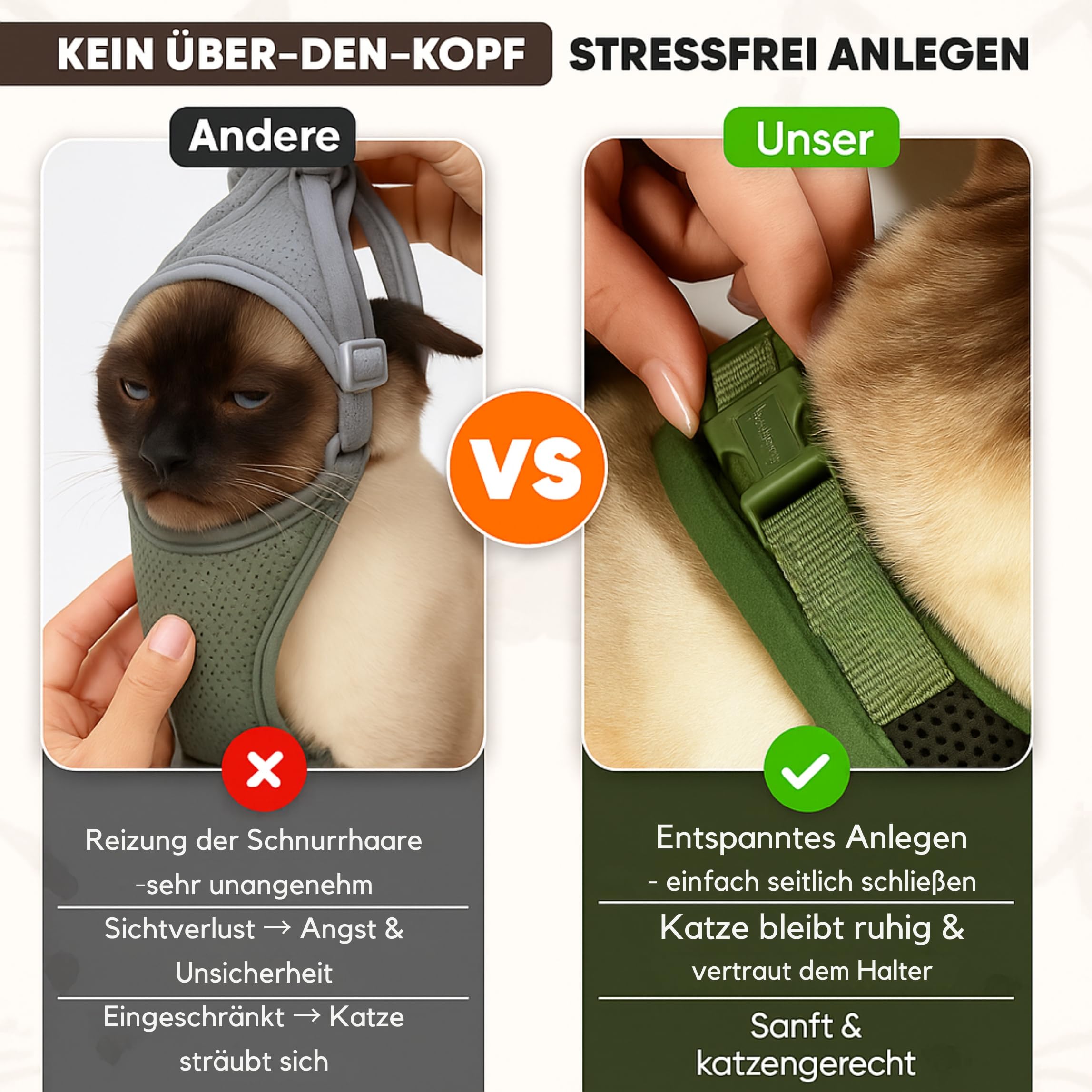 Katzengeschirr Easy Walking Katzengeschirr 2.0 ausbruchsicher, verstellbar, für Katzenleine draußen, Balkon, Garten Bengal, BKH kleine und große Katzen (Grün-Camouflage, S)