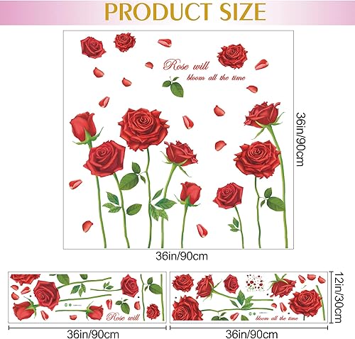 Miniatura 7 de LiveGallery Hermosas calcomanías de pared con diseño de rosas y rosas, removibles, para decoración artística, decoración artística, murales