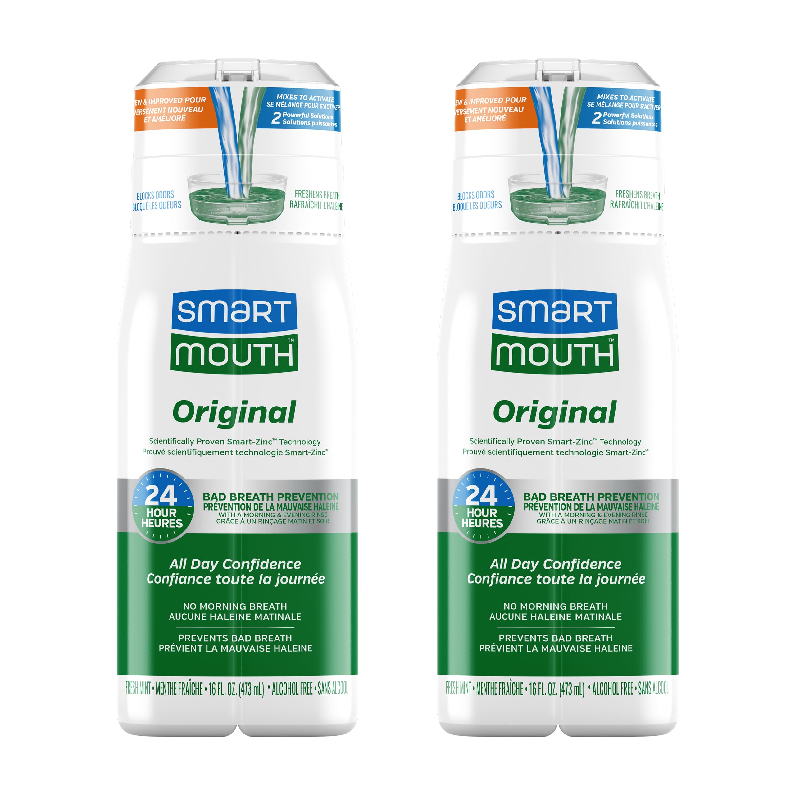 SmartMouth Enjuague bucal, menta fresca - 16 onzas 2 paquete Verde