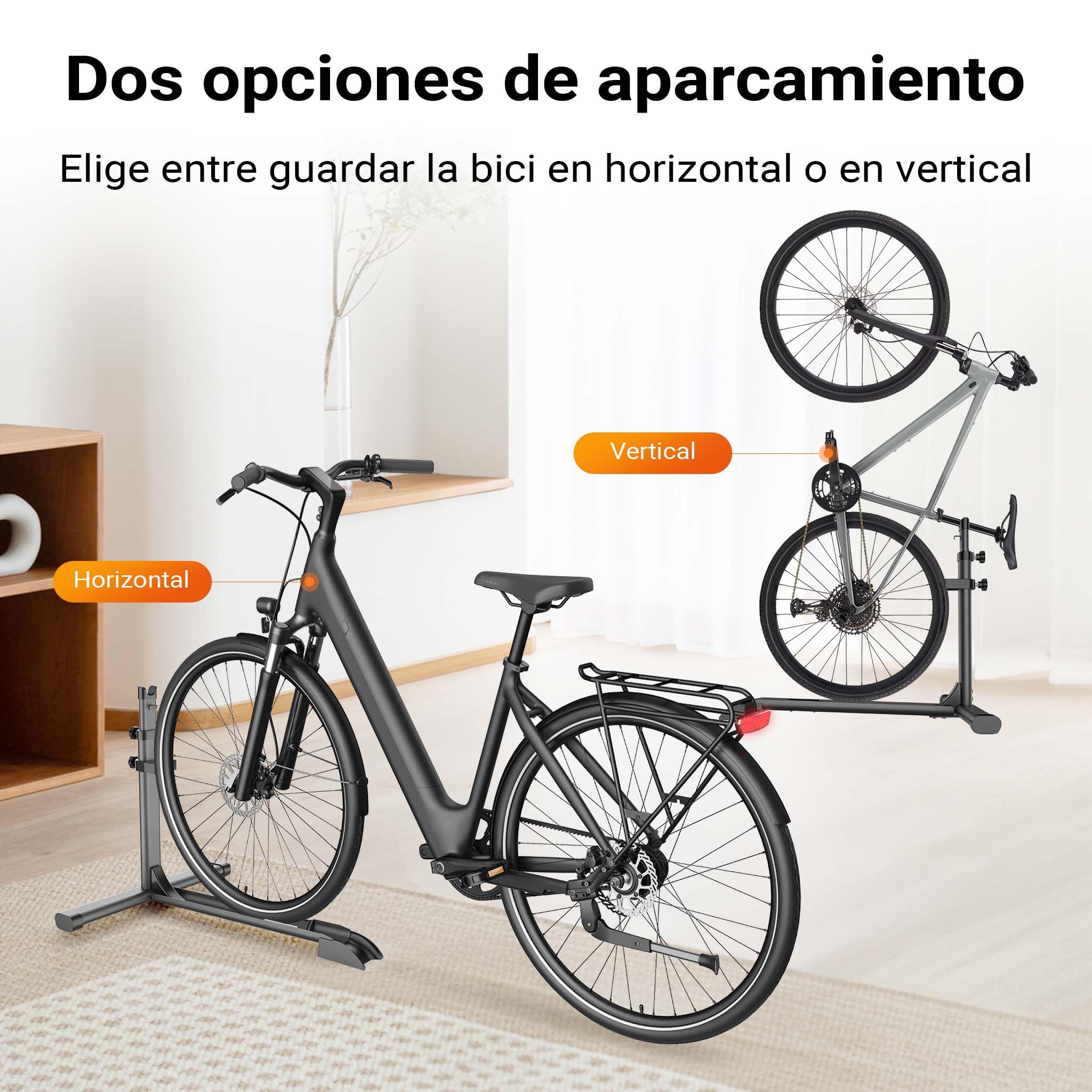 WilTec Soporte de Suelo para Bicicleta de Acero Negro Altura Independiente aparcabicicletas