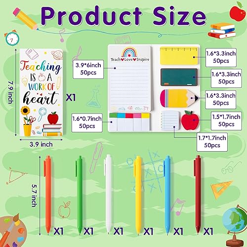 Miniatura 2 de Juego de cuadernos A5 con notas adhesivas para profesores, regalo de agradecimiento para profesores, almohadillas autoadhesivas para profesores,