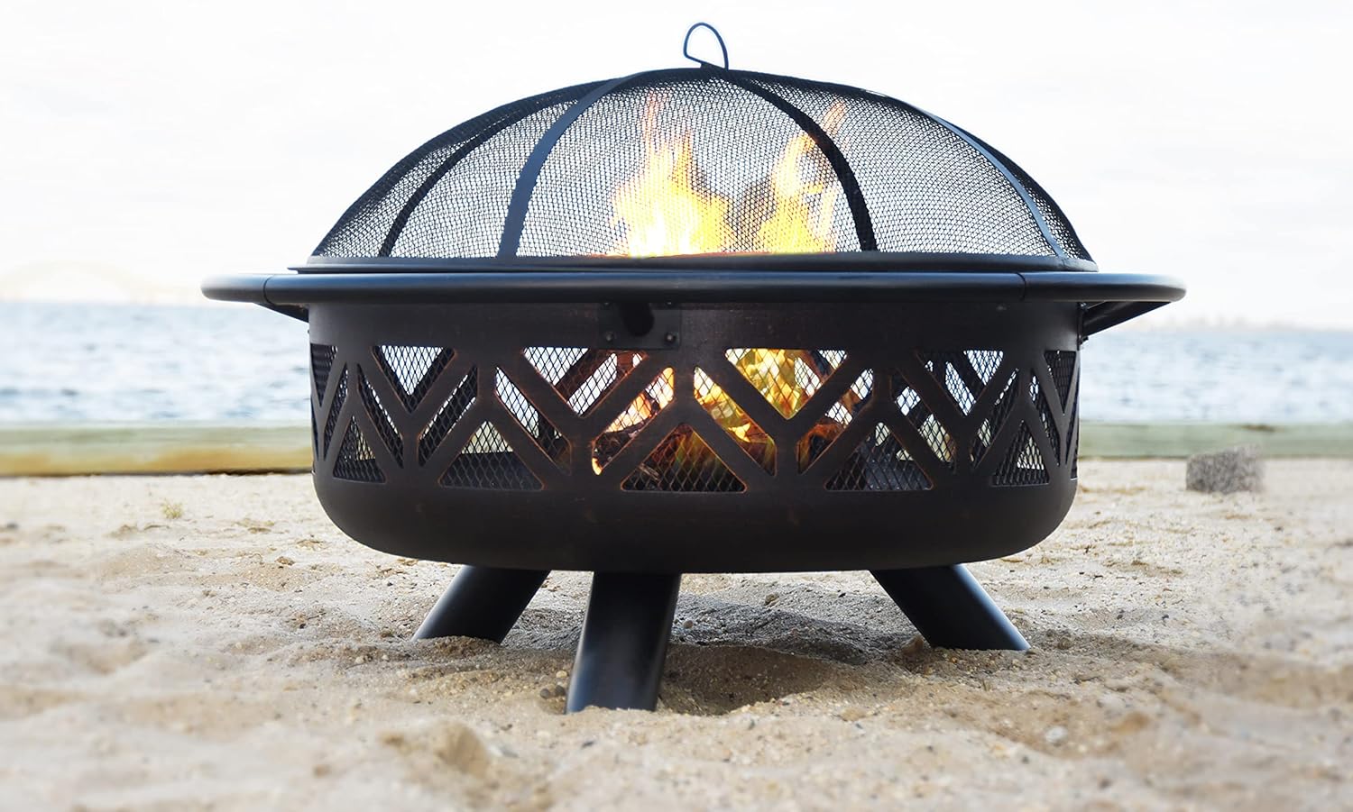 UniFlame WAD1009SP Oil Rubbed Outdoor Firebowl with Geometric Design