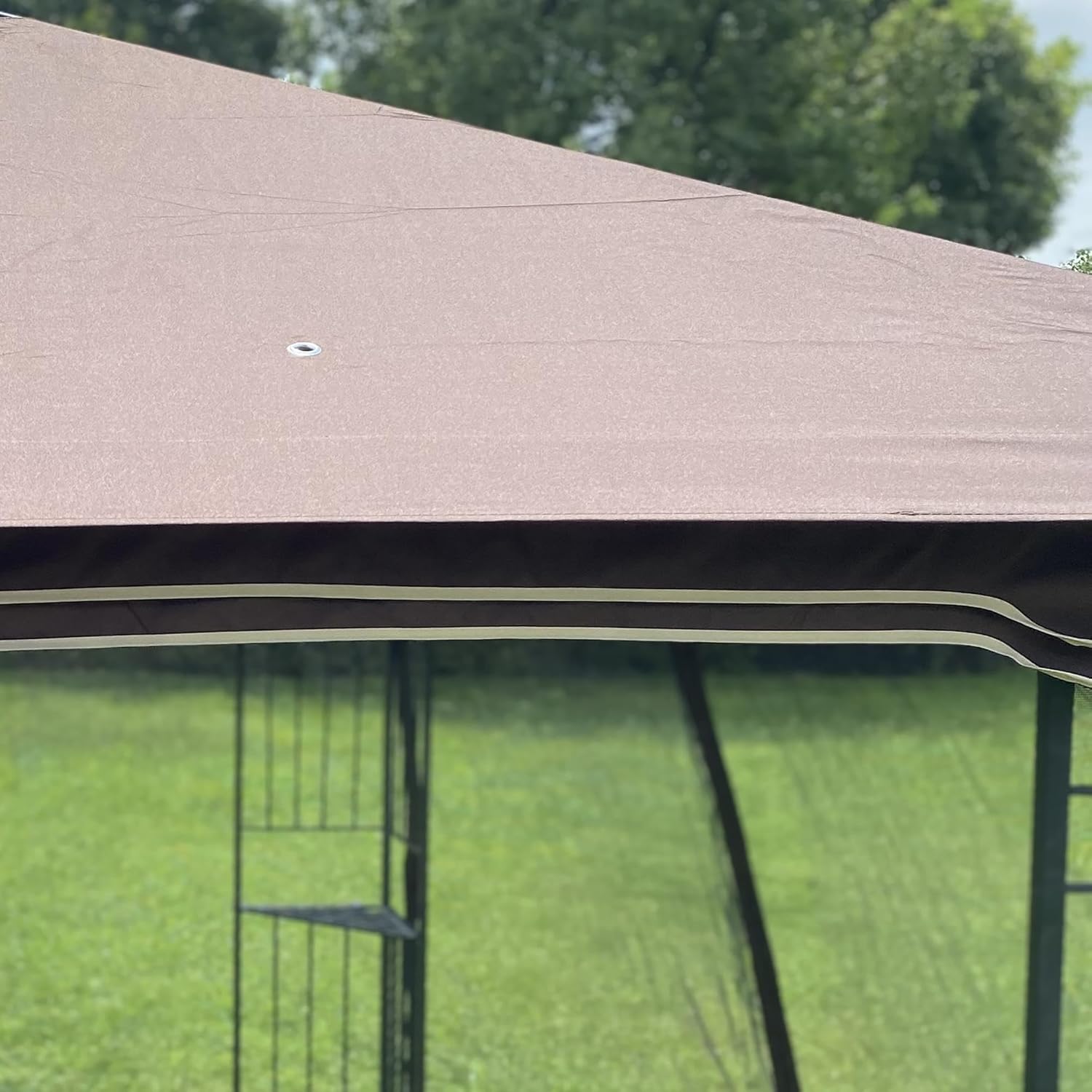 10x10 Outdoor Patio Gazebo Canopy Tent with Ventilated Double Roof and Mosquito net(Detachable Mesh Screen On All Sides),Suitable for Lawn, Garden, Backyard and Deck,Brown Top