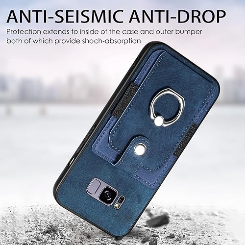 Miniatura 3 de Asuwish Funda de teléfono para Samsung Galaxy S8 con protector de pantalla de vidrio templado y soporte de anillo delgado, soporte para tarjeta de