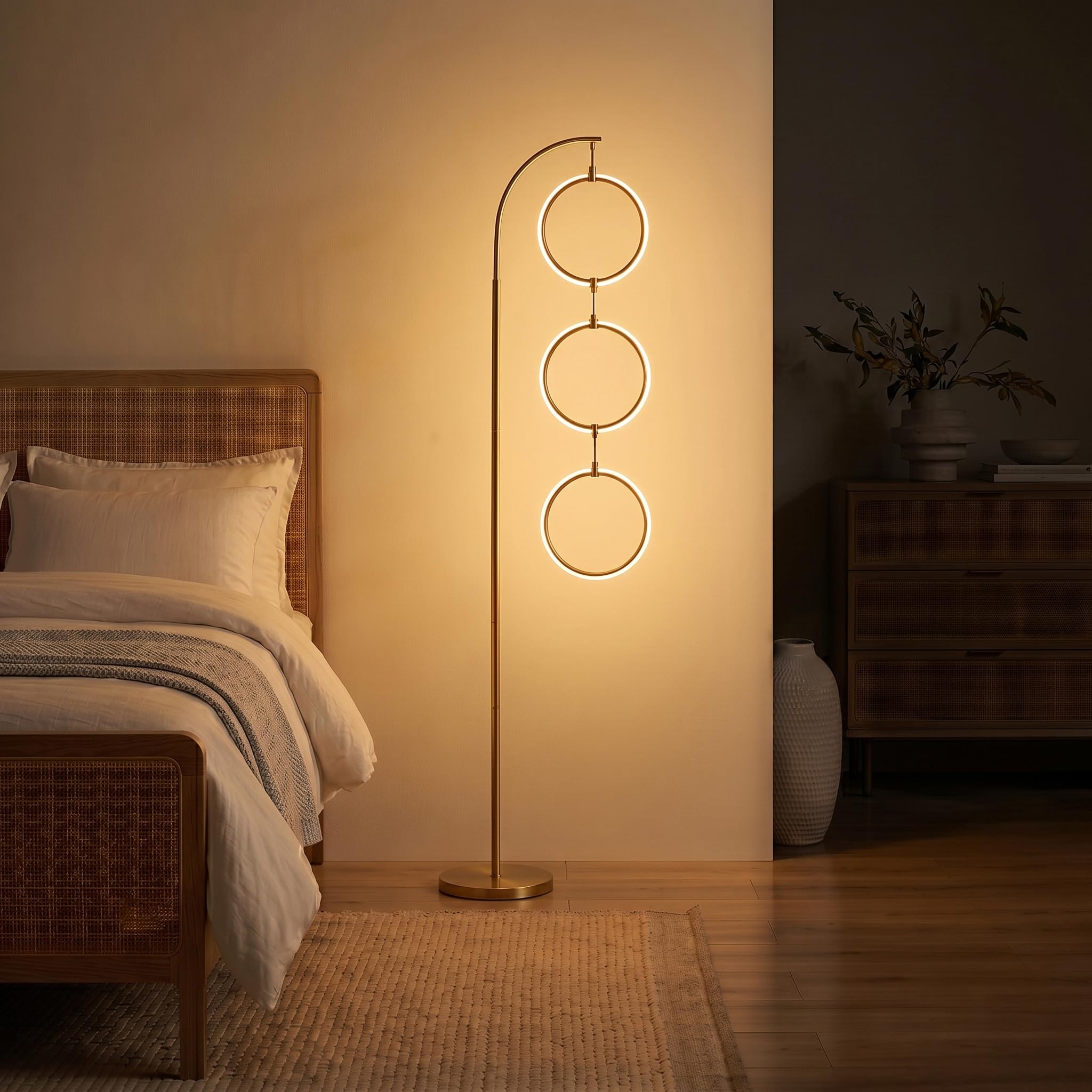 Brightech Nova 74 in. Antique Brass Industrial 3-Light LED Energy