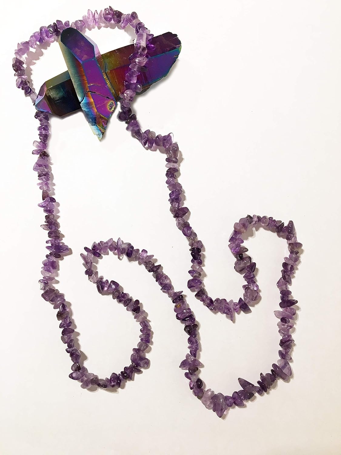 LTC Designs Genuine Stone Chips Necklace with Shortener Included, 34" OR 17" (Versatile)