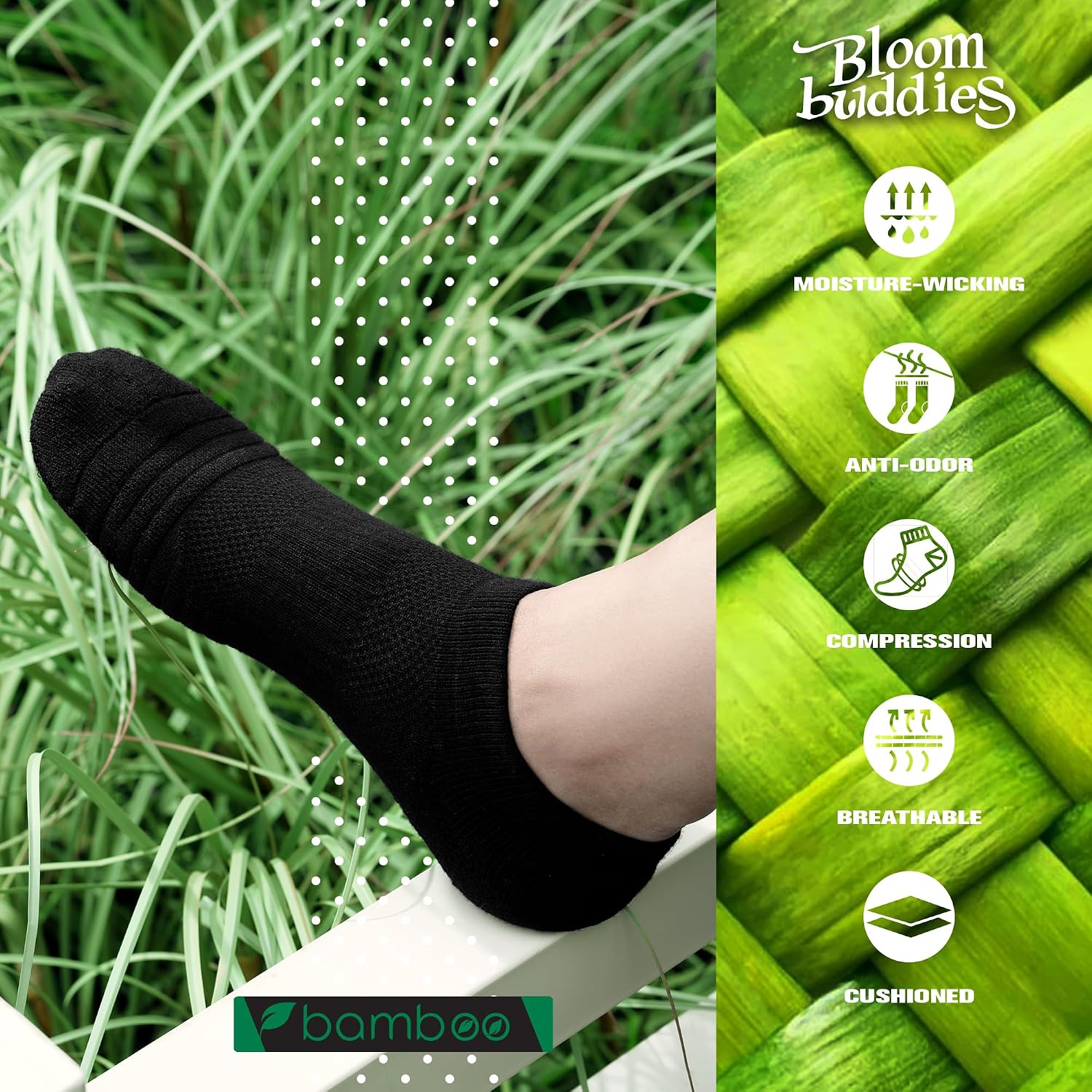 Viscose 6 Pair Men Women No Show Socks Running Cushion Moisture Wicking Anti Blister Athletic