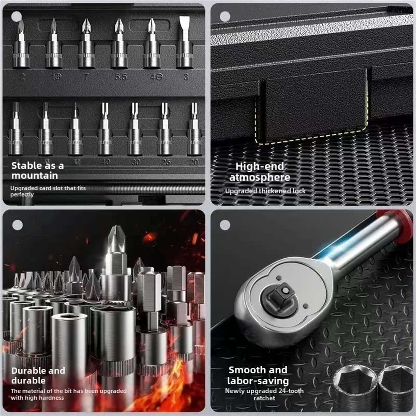 Kit de Herramientas reparación automóviles, 46/53 Piezas, Juego Llaves Vaso, Llave dinamométrica trinquete para Hogar o Garaje