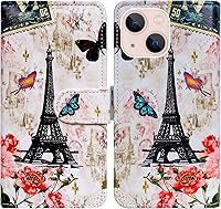 Vista 30 de Funda para iPhone 14, diseño de abeja de girasol con tapa para teléfono con ranura para tarjetas, soporte para iPhone 14