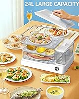 Vista 2 de 24l Electric Steamer, 800w Household Food And Vegetable Steamer, Automatic Power-Off Breakfast Machine, 24-Hour Delayed Start, Split Type