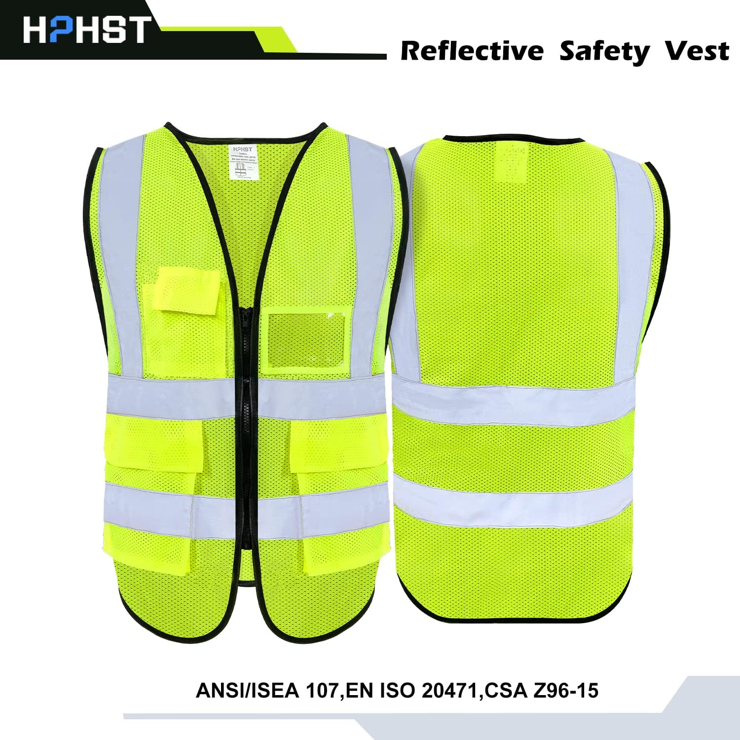 Reflective Safety Vest for Men & Women,High Visibility Class 2 Vest with 6 Pockets Meets ANSI Standards - Image 3