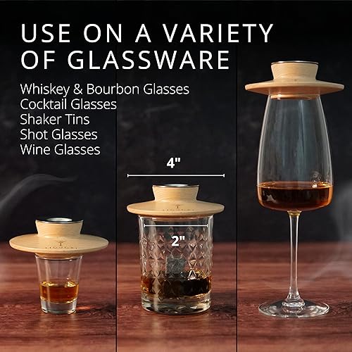 Miniatura 4 de Kit de ahumador de cóctel con antorcha, cepillo de limpieza, chips de madera, receta de bebidas y piedras de whisky - 4 sabores de virutas de madera