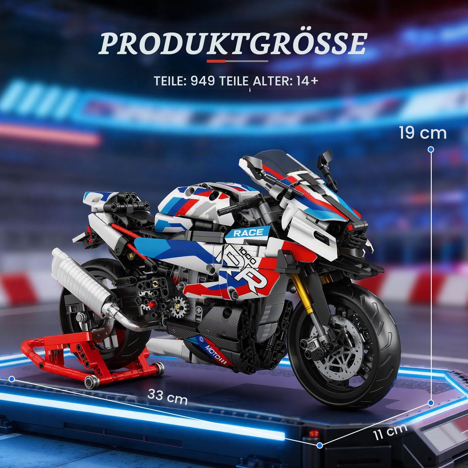 Brihappen 1000 RR Motorrad Bausatz für Erwachsene Männer, 1:8 Maßstab Technik Klemmbausteine Motorrad Modell mit Ausstellungsständer, Mechanisches Bike Vehicle Baukasten für Jugendliche ab 14 Jahren