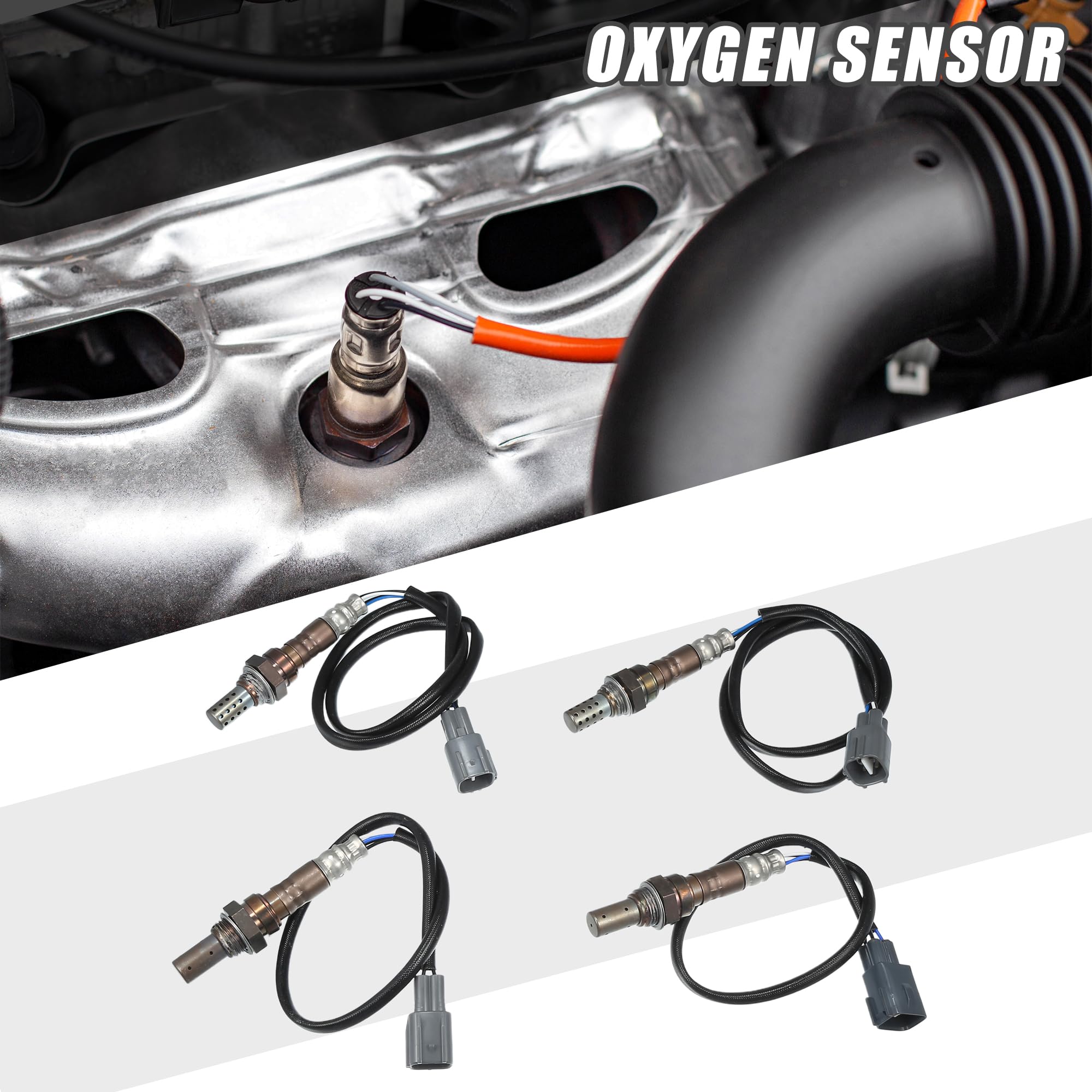 A ABSOPRO Sensor De Oxígeno O2 Para Toyota Rav4 2001-2003 4 Piezas | Oe 8946742010/8946742020/8946542090/8946542100, Posiciones Delantero Trasero Arriba Izquierda Derecha, M18X1.5, 4 Pines