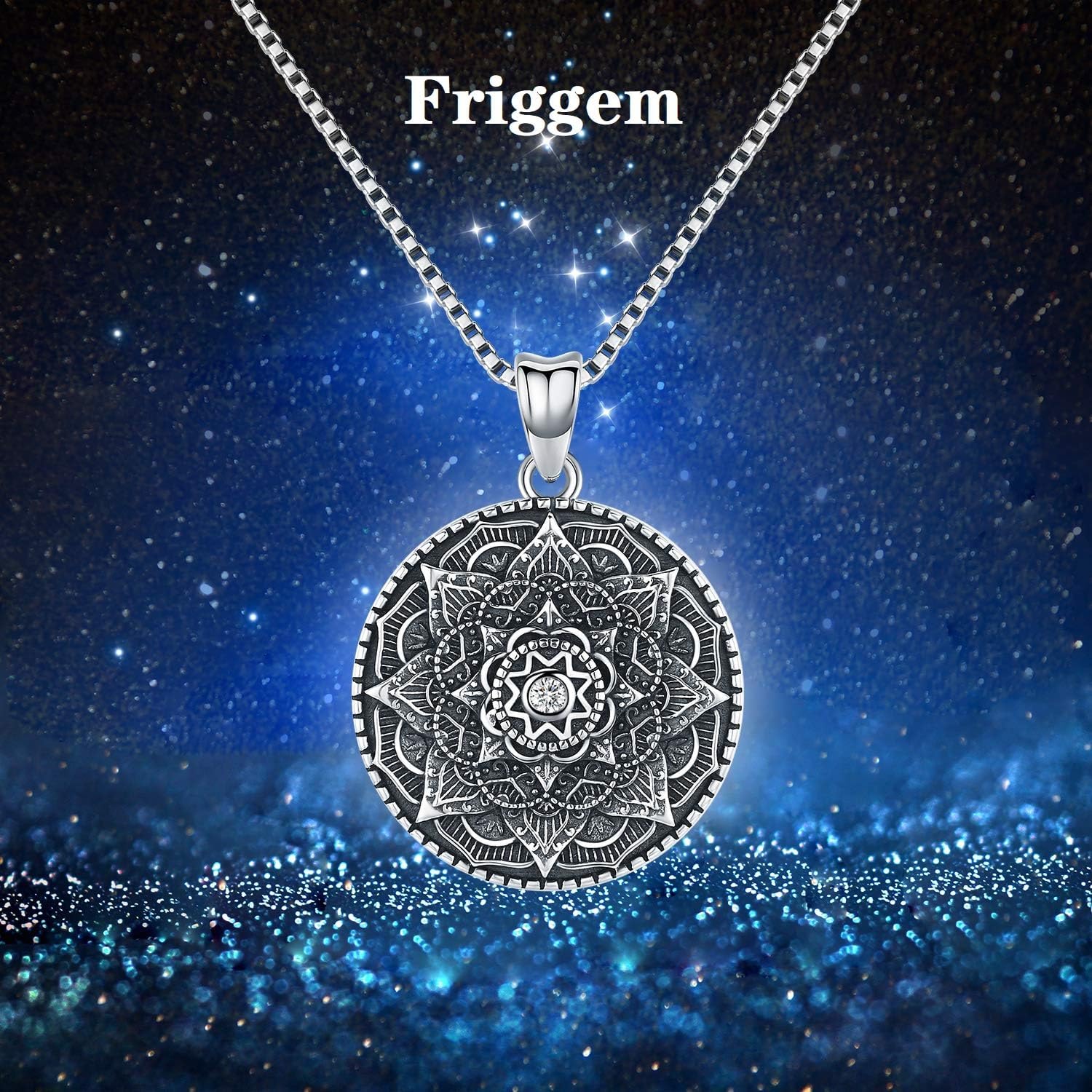 Pendentif Argenté Acier Inox Fleur De Vie Mandala - Chaîne 50 Cm, Unisexe, Neuf Sans Emballage, Motif Fleurs