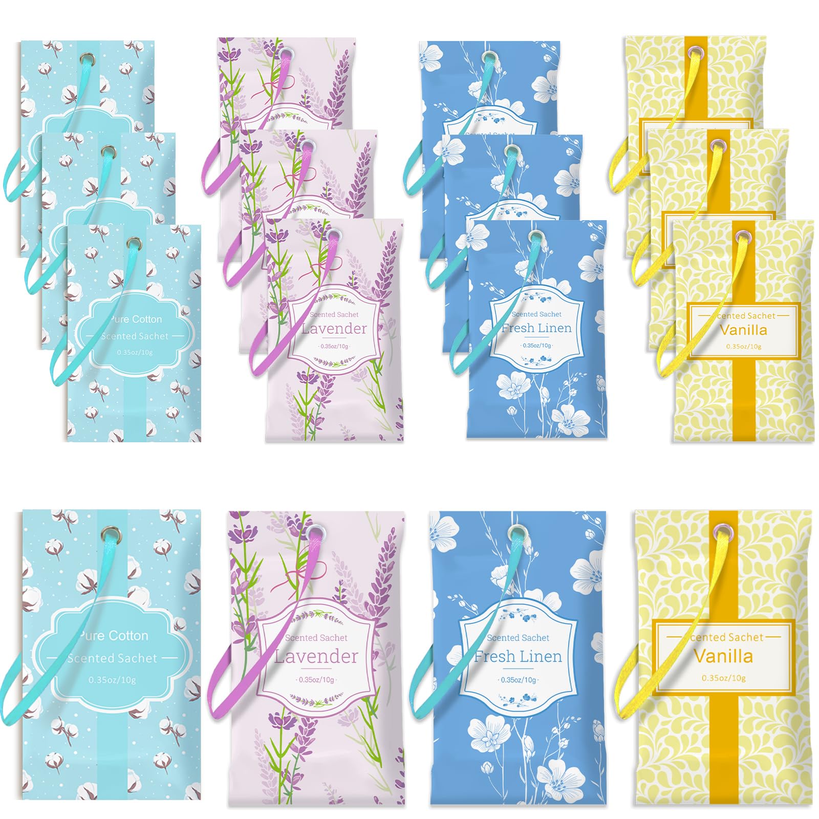 STRN Scented Sachets for Drawer and Closet, 16 Packs 4 Scents Long-Lasting
