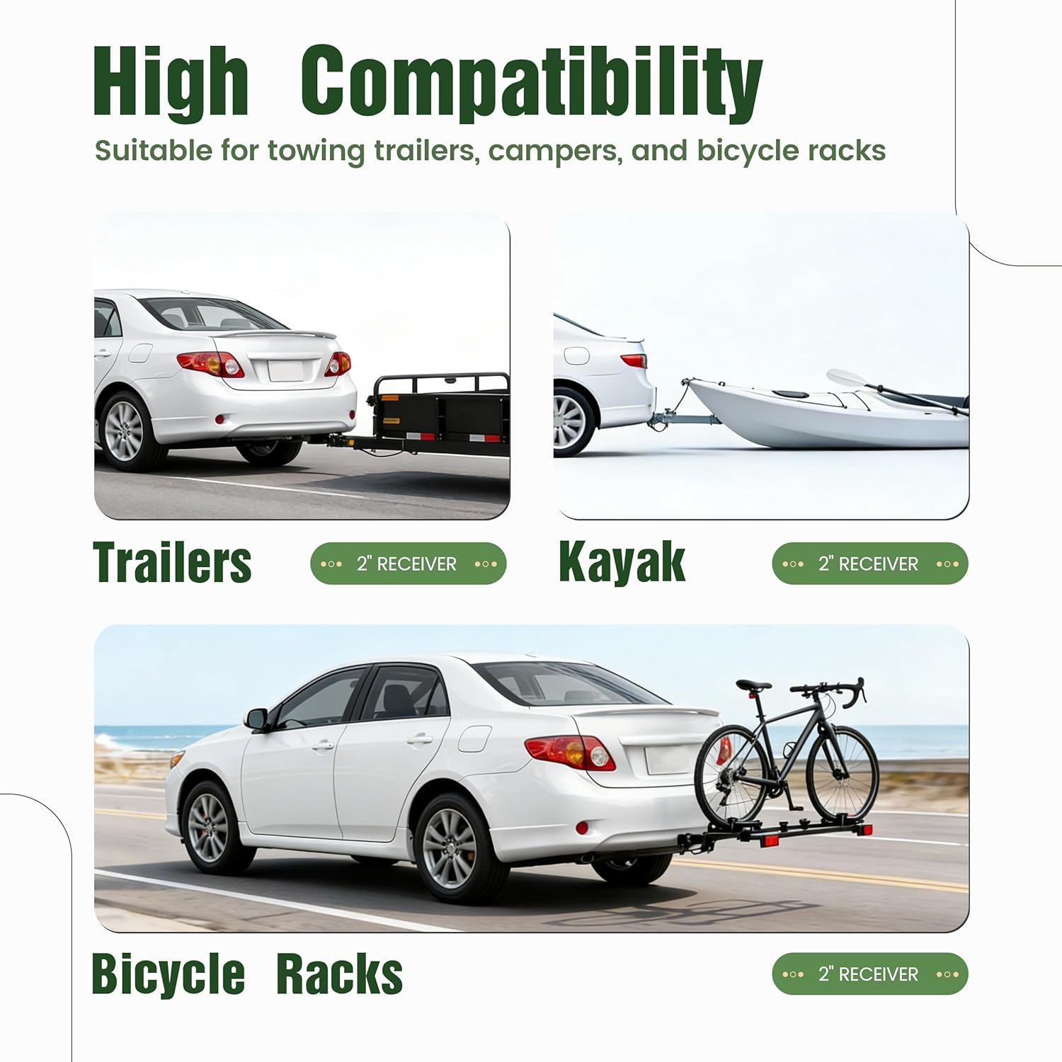 ALMULOO 1-1/4 Inch Receiver Class 1 Trailer Hitch Compatible with 2003-2019 Toyota Corolla Black Trailer Tow Hitch