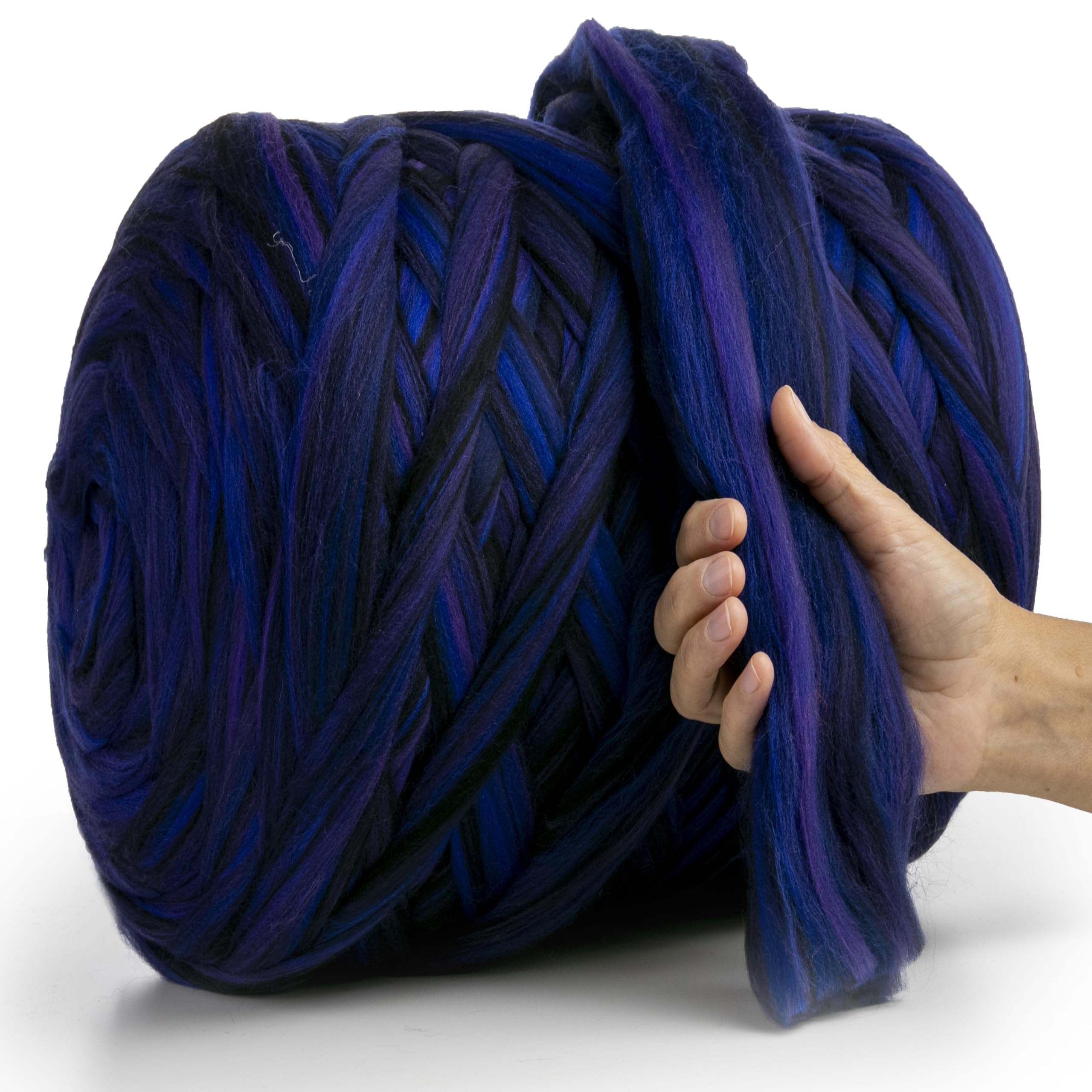 MeriWoolArt® XXL Merino Wolle Garn 100% Schurwolle (4-5cm Stärke), Extra Dicke Filzwolle für Trocken- & Nassfilzen, Armstricken, DIY Decke für Baby & Erwachsene – 1kg