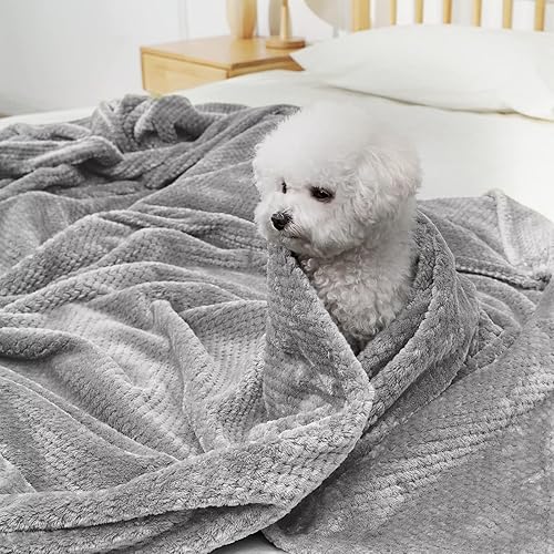 Miniatura 5 de GAGAHAO Manta de forro polar, tamaño individual, manta mullida para sofá, suave, cálida, acogedora, decorativa, gruesa, para sofá (gris claro, 60 x