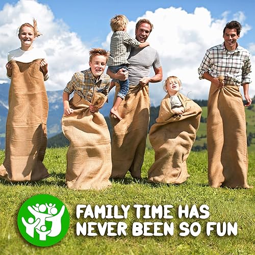 Vista 5 de Shop Square Bolsas de carreras de sacos de papa, 23 x 40 pulgadas, juego de 6, divertidos sacos de arpillera para niños y adultos, perfectas