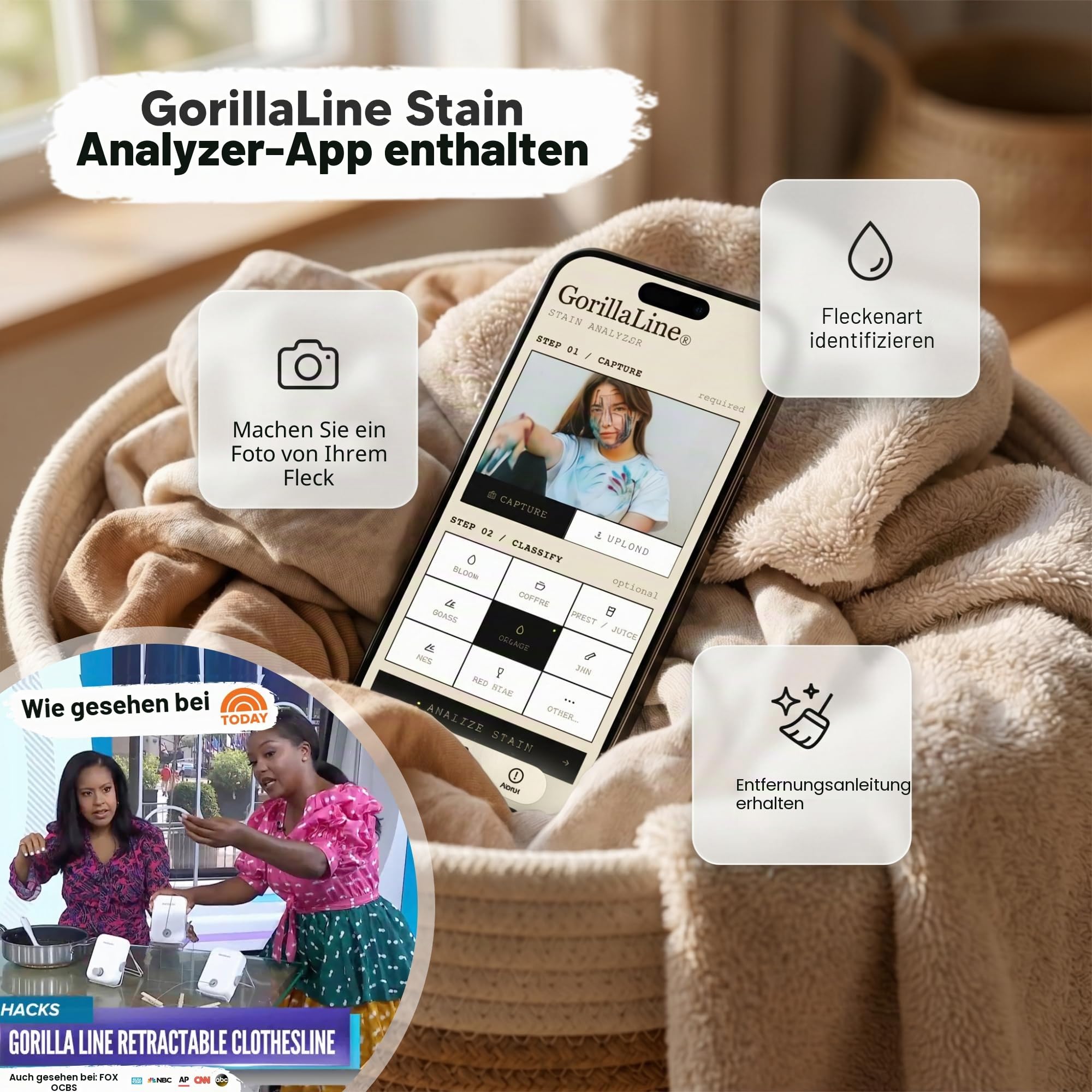 GorillaLine - Premium Heavy Duty Wäscheleine Für Wandmontage, Ausziehbarer Edelstahl Wäscheständer Zum Aufhängen