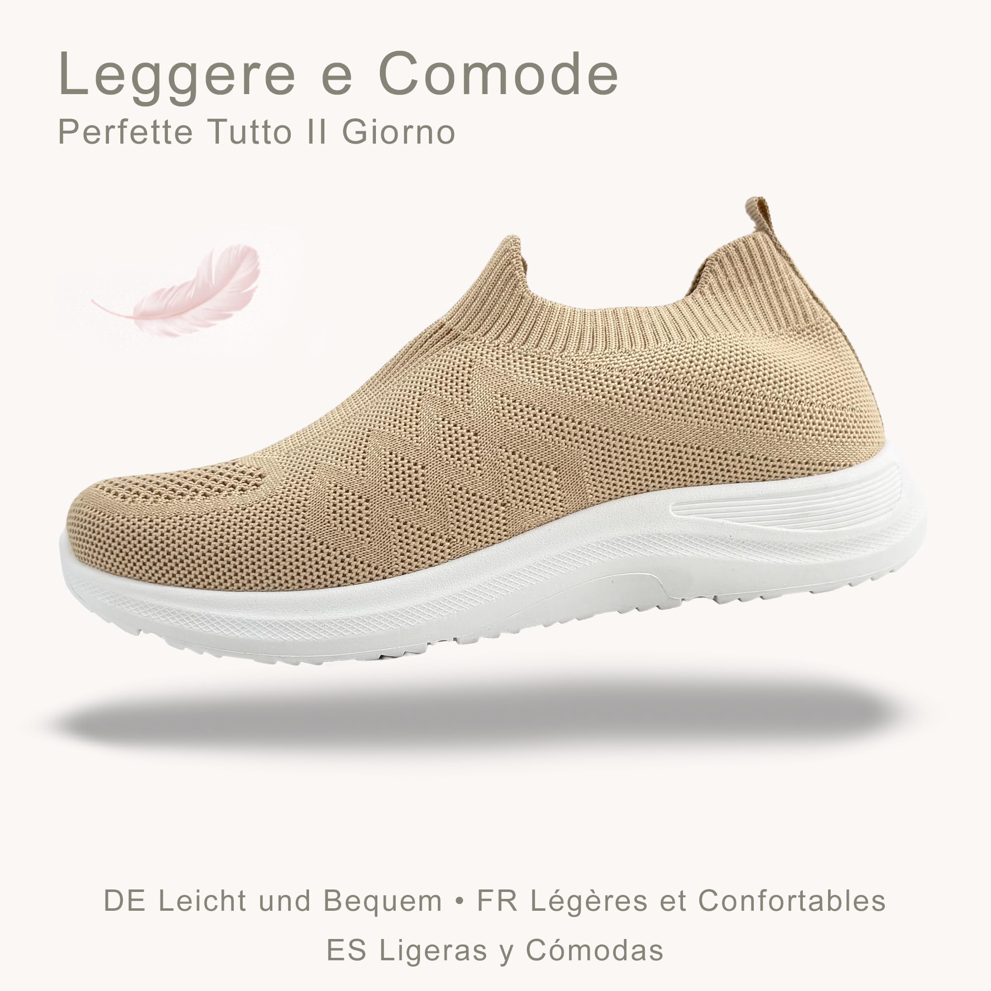 JOMIX Scarpe Slip On Donna Traspiranti in Maglia Elasticizzata Sneakers Casual Senza Lacci per Camminare Tempo Libero Viaggio Lavoro Leggere con Soletta Memoria Morbida Comoda - 5