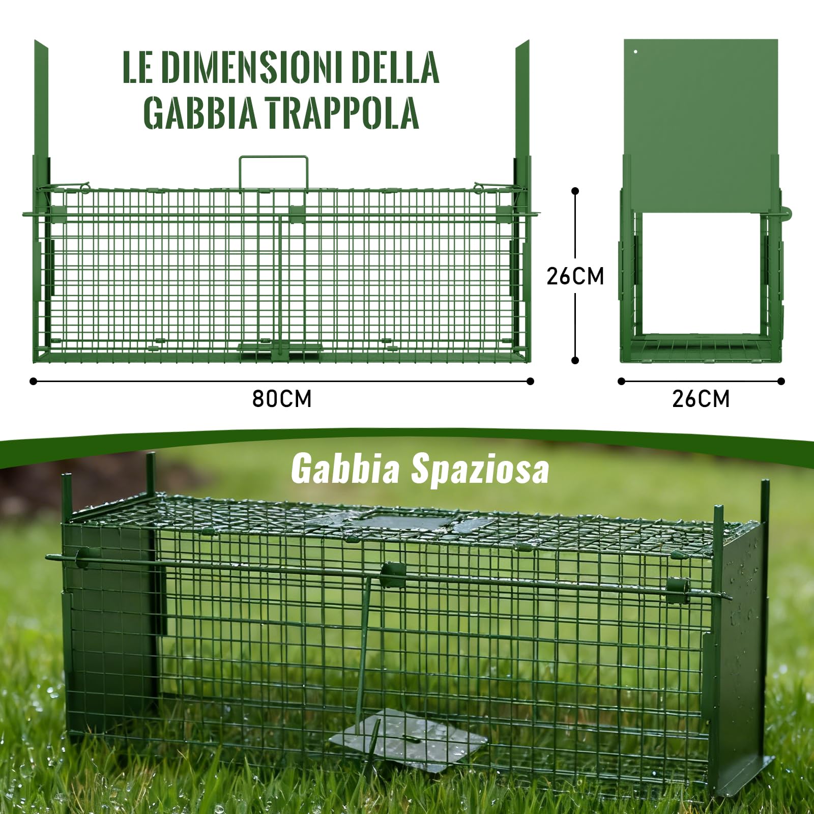 Trappola Vivente per Topi Gabbia per Topi 80cm