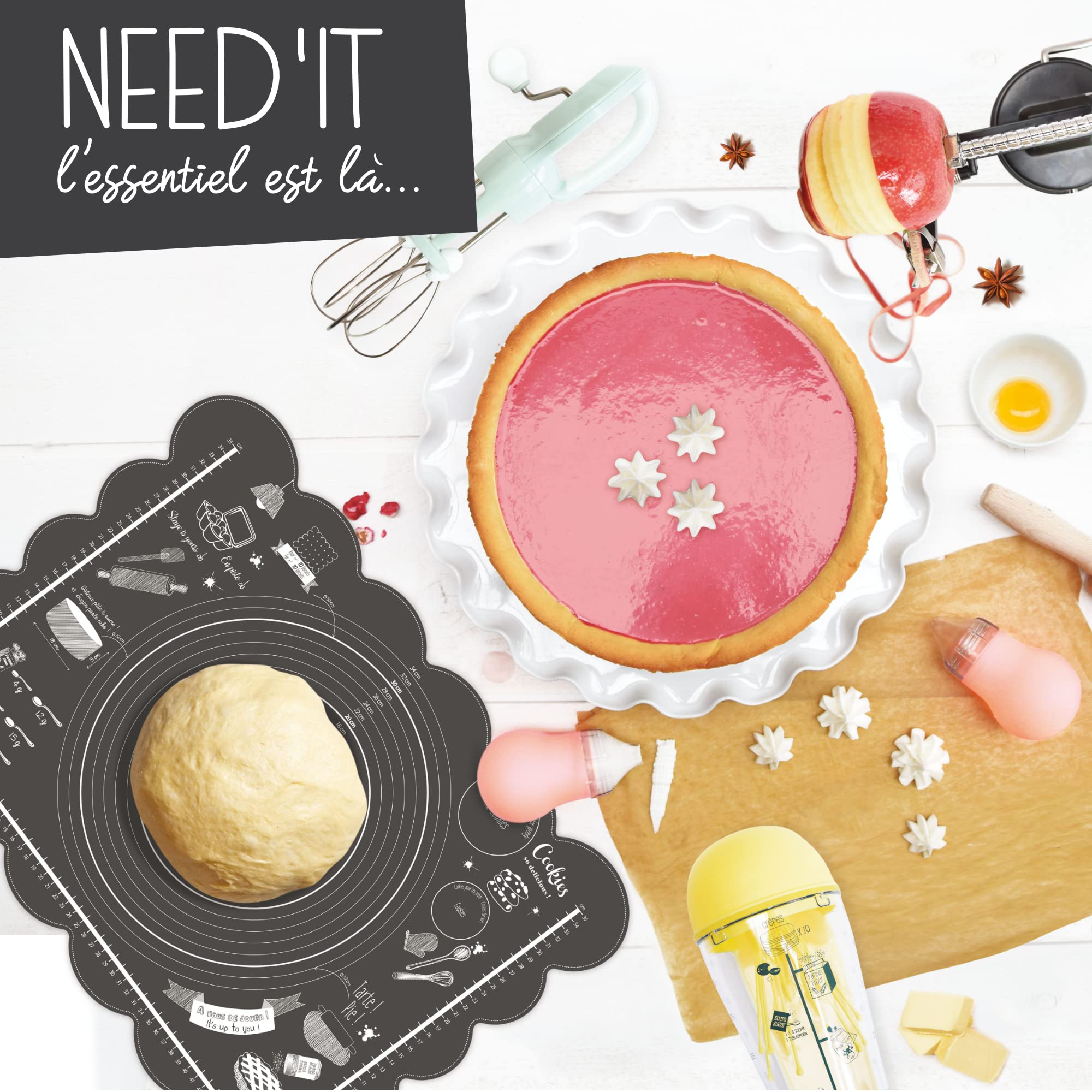 ScrapCooking - Pelador de Manzanas 3 en 1 Need’it - De Metal - Pelador, Cortador y Descorazonador de Calidad Profesional - Acero Inoxidable - Pastel Tartas - Negro - 5255
