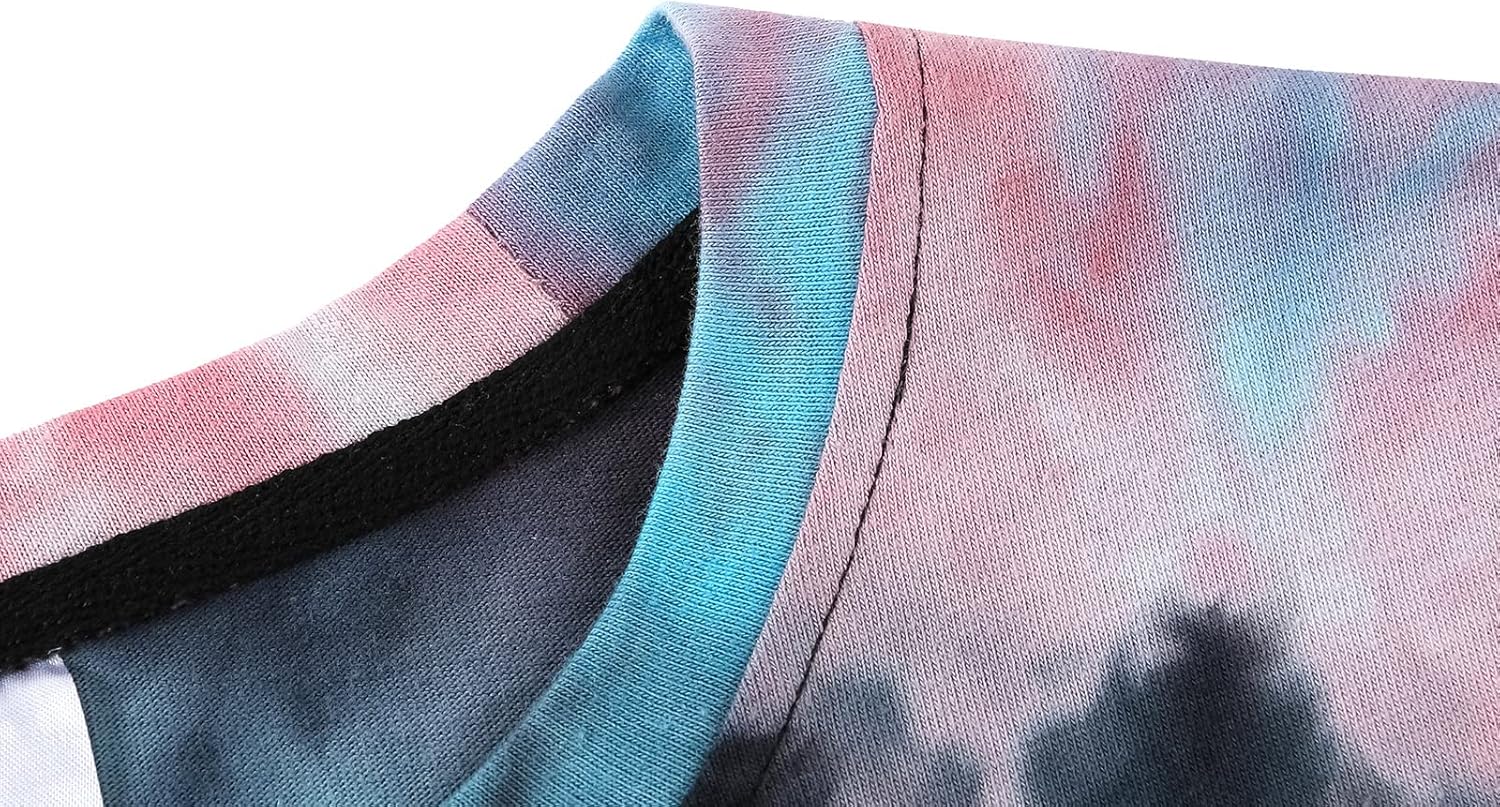 Miniatura 3 de TUEBARR Camisetas hipster de teñido anudado para hombre, 100 % algodón con dobladillo redondo y teñido anudado para hombre