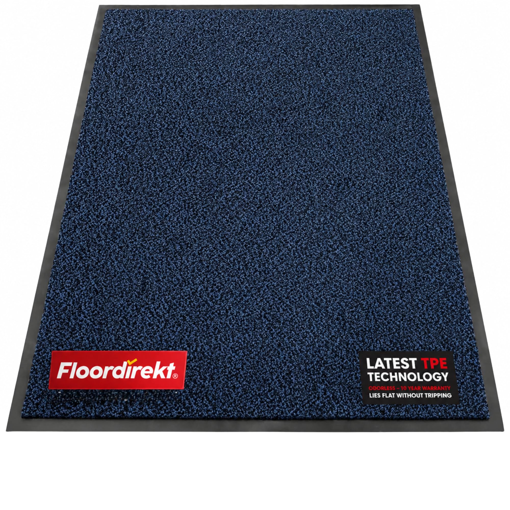 Floordirekt Washable Door Mats Indoor - Outdoor - Non Slip Heavy Duty - Stylish Large Rubber - Perfect Dust Trapping Doormats - Blue 90 x 300 cm