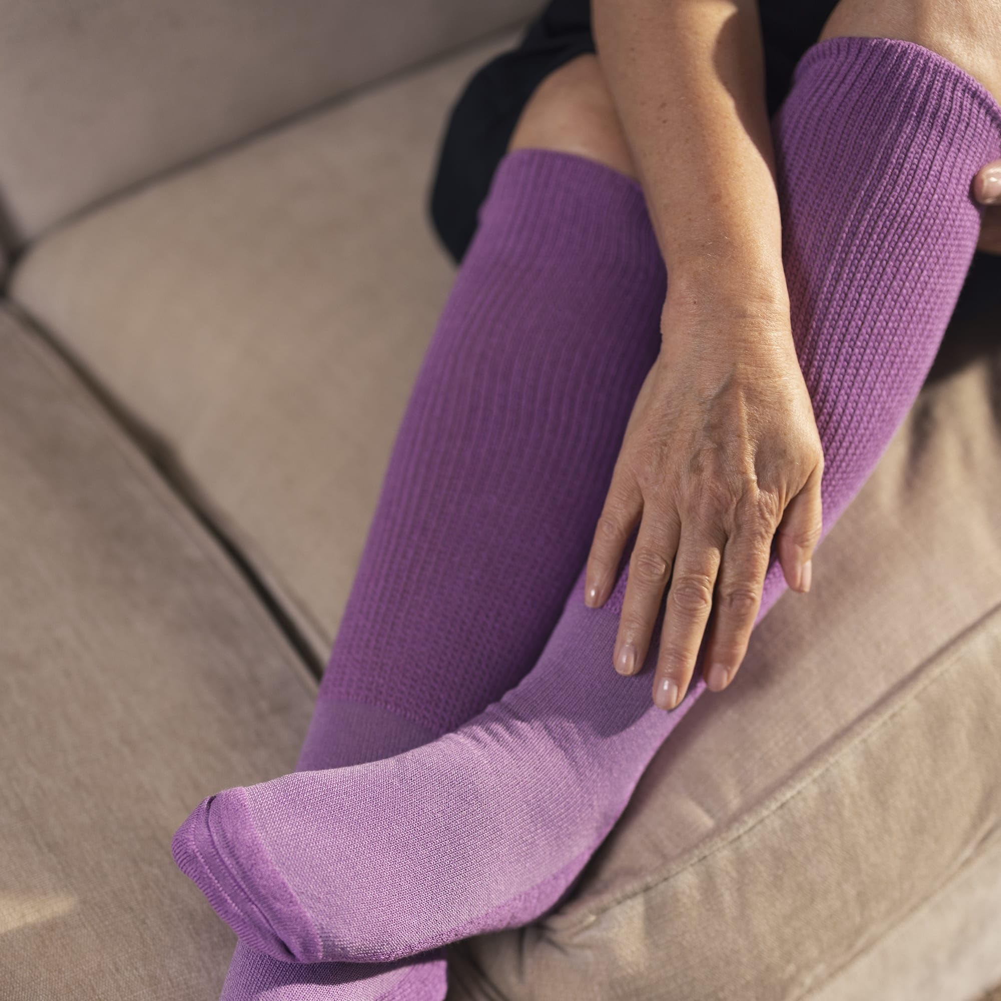 IOMI 3 Paires Chaussettes Hautes Diabétiques Longues Extra Large Chaussettes Sans Elastique