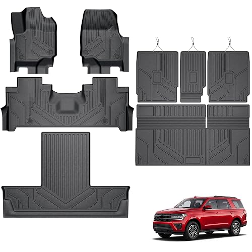 KARPAL Floor Mats for 7 Seats 2025 2026 2027 Ford Expedition Standard, Custom Fit TPE All Weather Ford Expedition Accessories 1st& 2nd& 3rd& Cargo Liner Backrest Mat ClimatePartner Verified