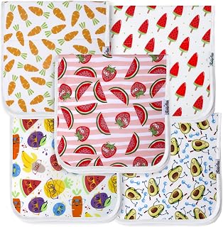 5-Pack Organic Cotton Burp Cloths – Large, Ultra-Soft 3-Layer Towels for Burping, Shoulder & Hand Use, Highly Absorbent