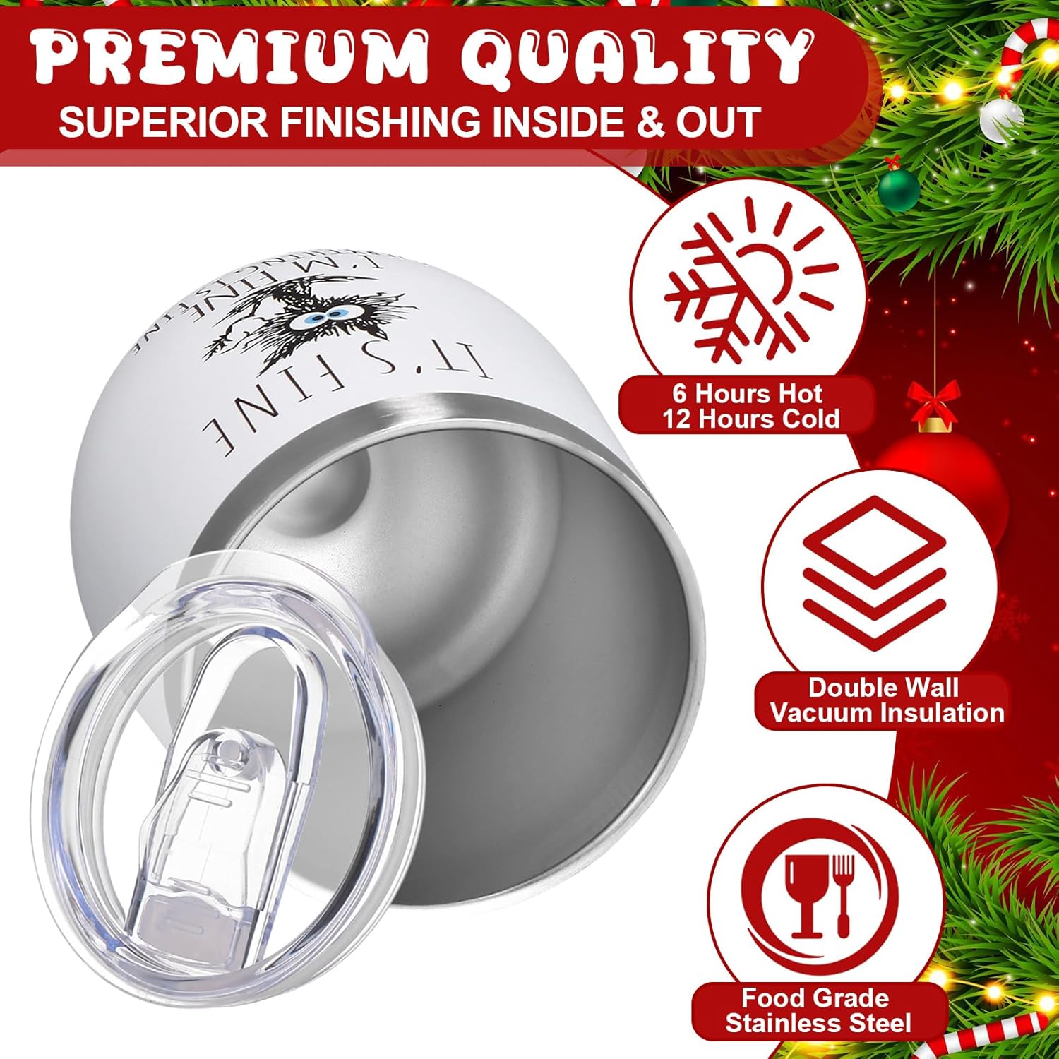 2 Sets 12Oz Black Cat Funny Tumbler It's Fine I'm Everything is Fine Appreciation Stainless Steel Insulated Mug with Lid and Straw Cup Christmas Gifts for Coworker Women Cat Lovers - Image 3