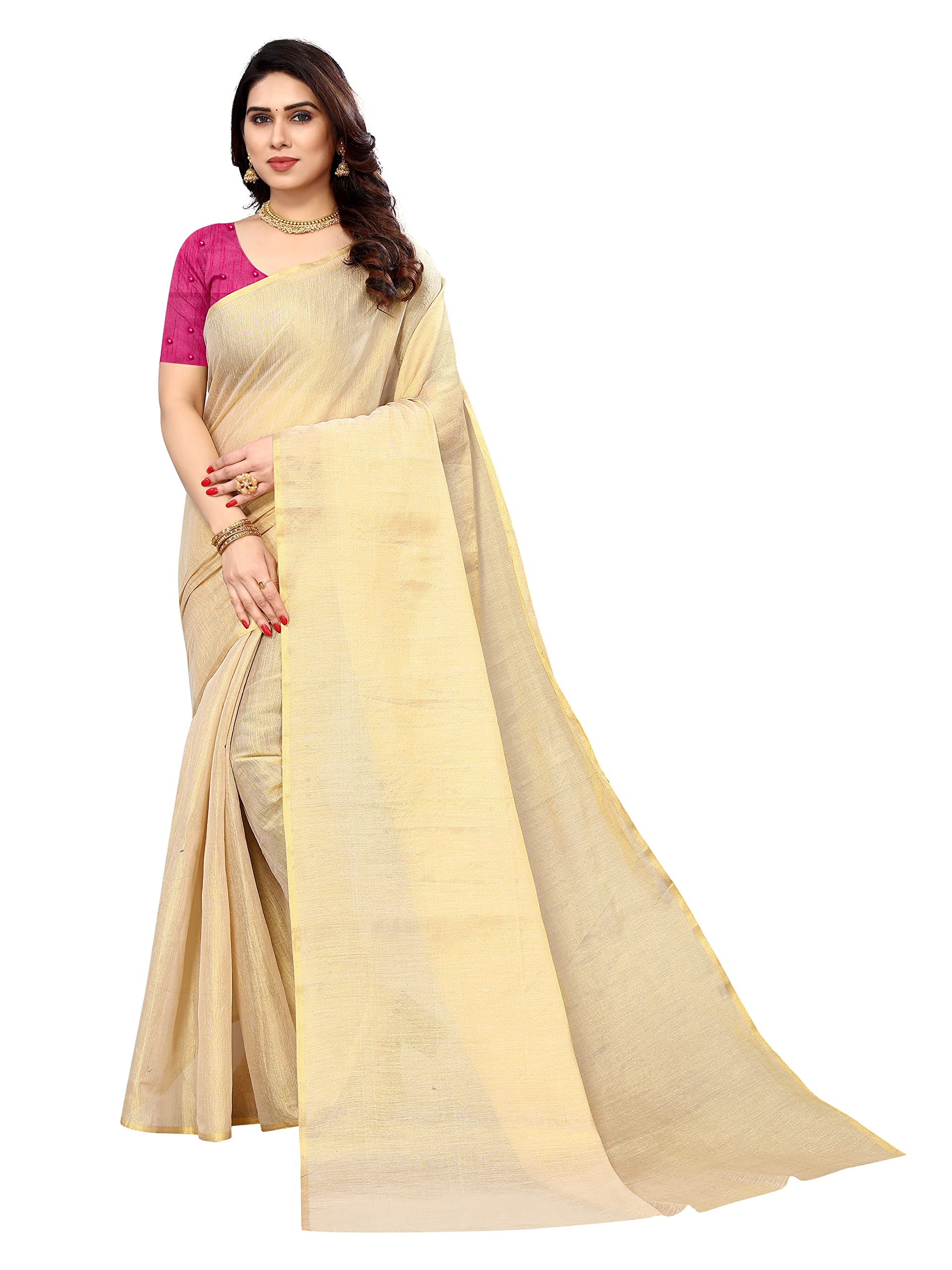 Sidhidata Women's Erode Silk Golden Shaded Saree With Unstitched Moti Blouse Piece (Erode Chiku_Chiku_Free Size)