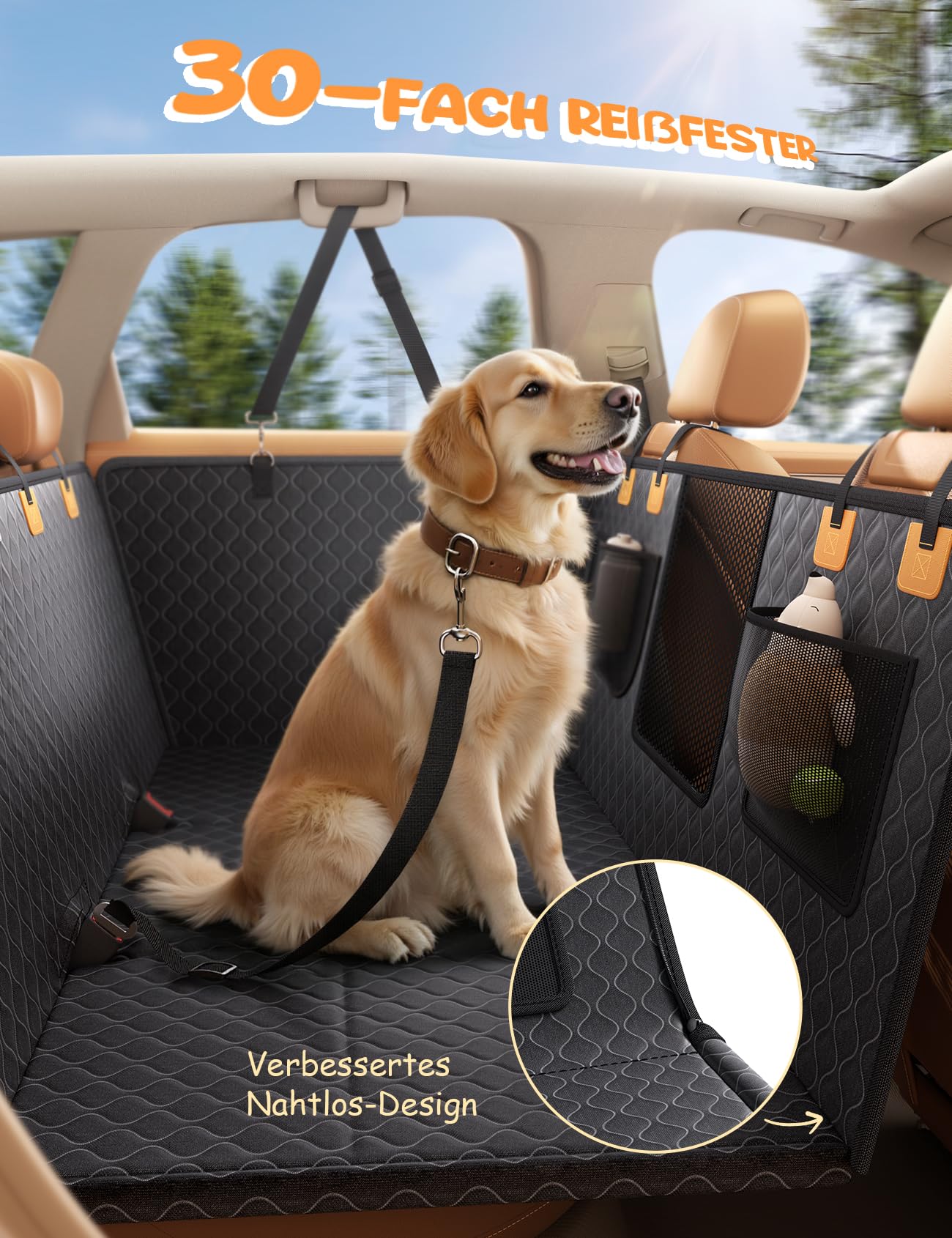 Lamicall Hundedecke Auto Rückbank, Autoschondecke Hund - [TOP Reißfestigkeit] Wasserdichte Hundematte Rücksitz mit 195kg Tragkraft, Kratzfeste Haustier Schutzmatte für Autositz, Für Autos & Kleine SUV
