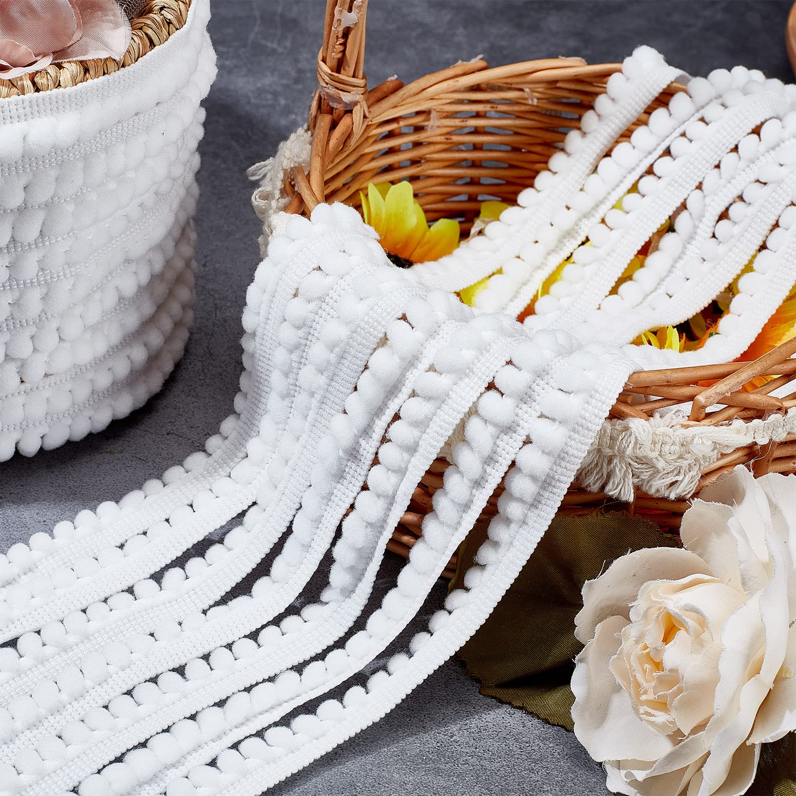 Ruban Franges à Pampilles Polyester 5,75m - Blanc - 10cm De Large - Pour Déco Robe, Danse, DIY