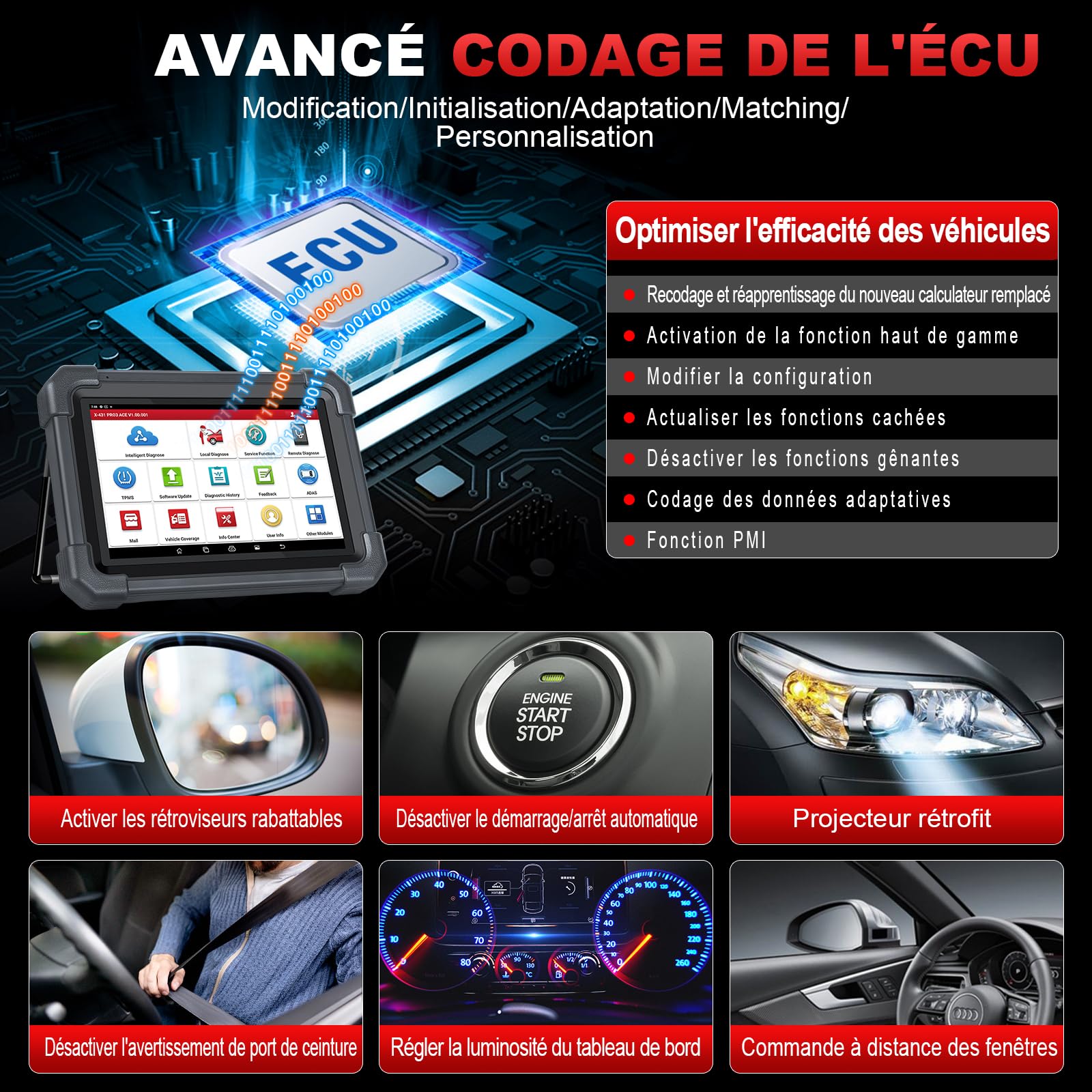 Valise Diagnostic Auto Launch X431 PRO3 ACE + DBScar VII, Can-FD/DoIP