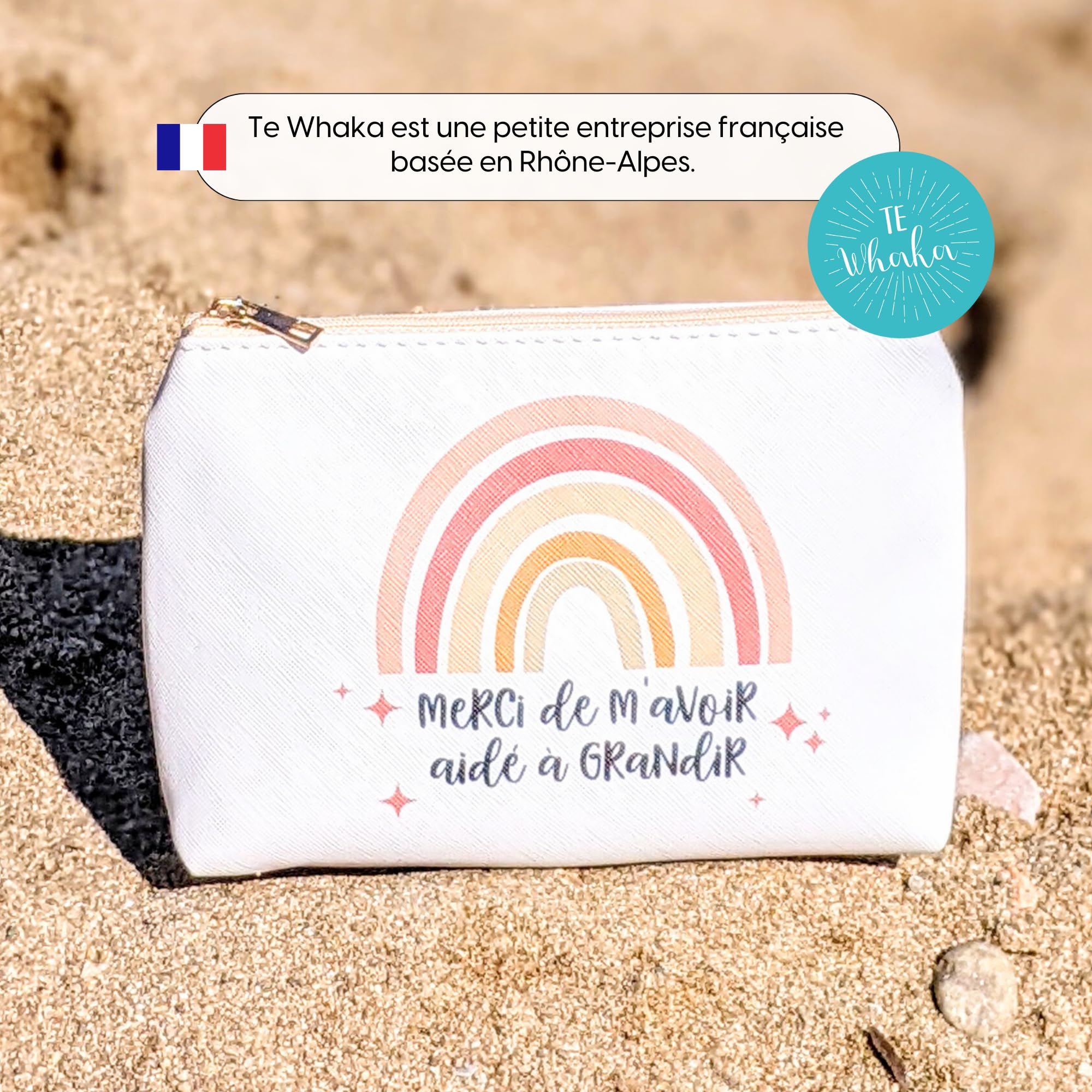 Pochette Merci de m'avoir aidé à Grandir | Cadeau Fin d'année Scolaire - Cadeau crèche, maîtresse, Atsem, aesh (2) Blanc