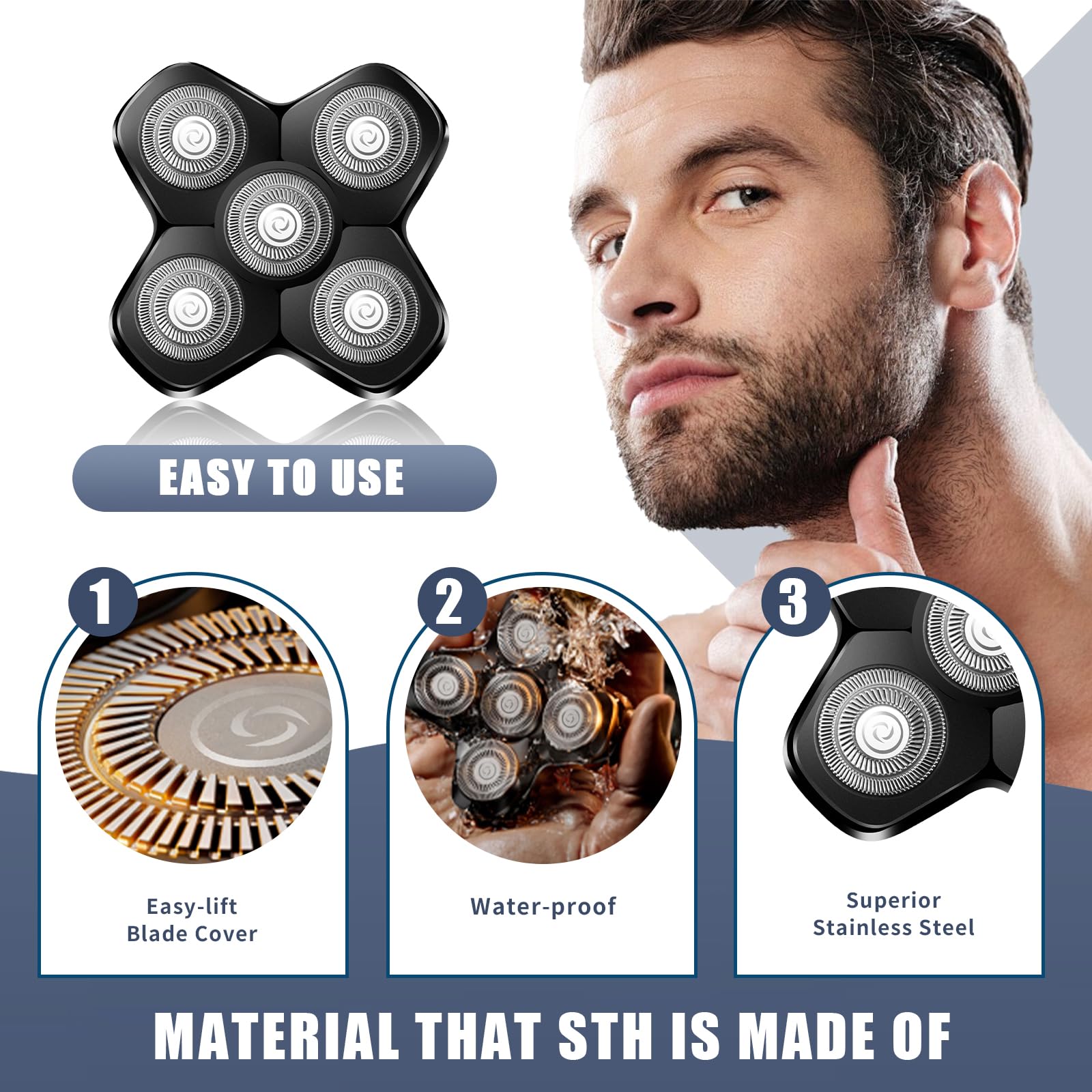 MANSCAPED The Dome Shaver Replacement Blades, 5-Blade Rotary Razor Head